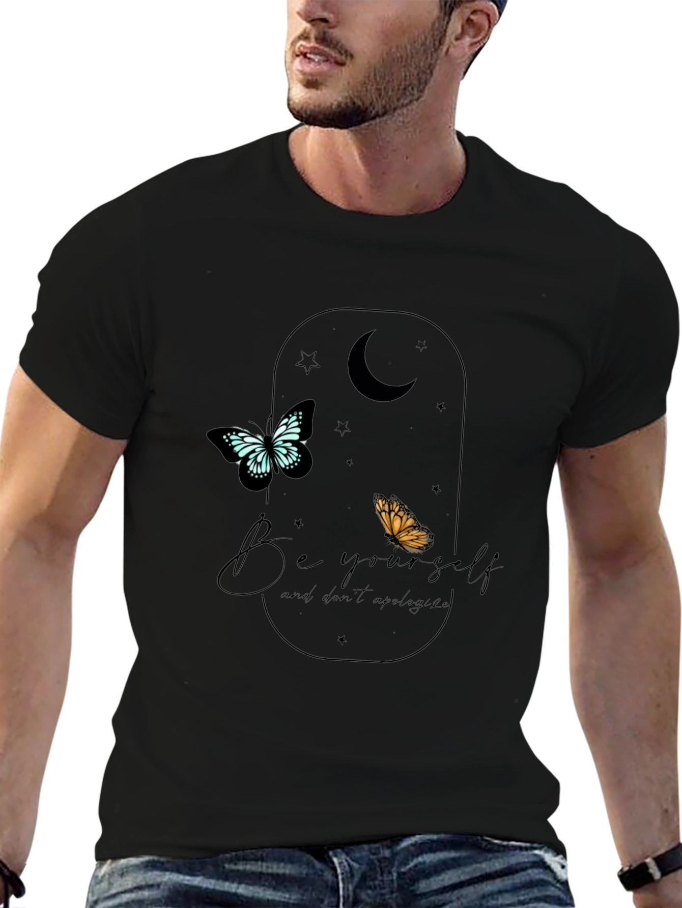 Be Yourself Butterfly Graphic Tee - Black