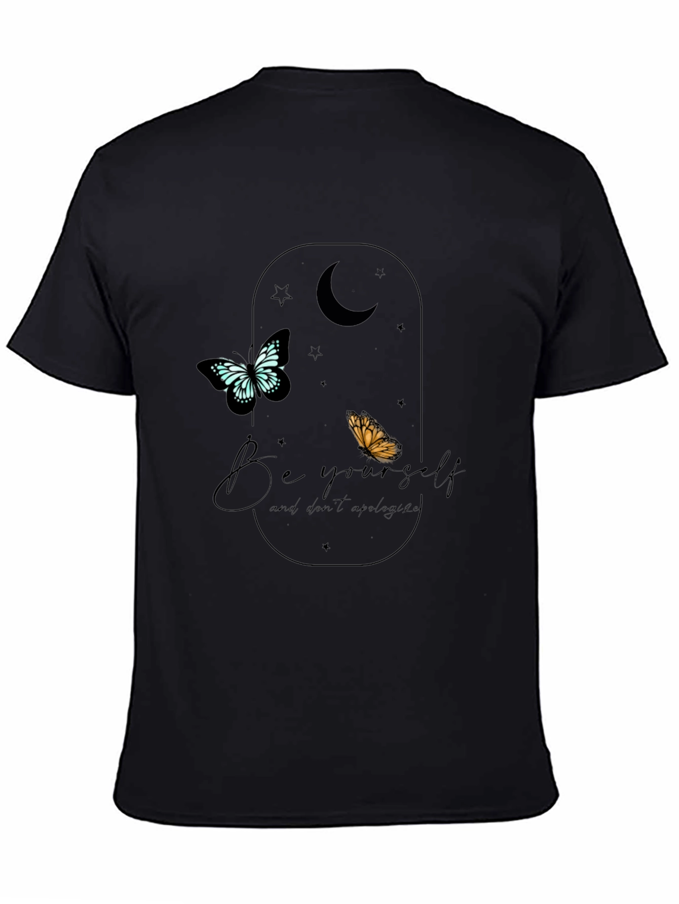 Be Yourself Butterfly Graphic Tee - Black