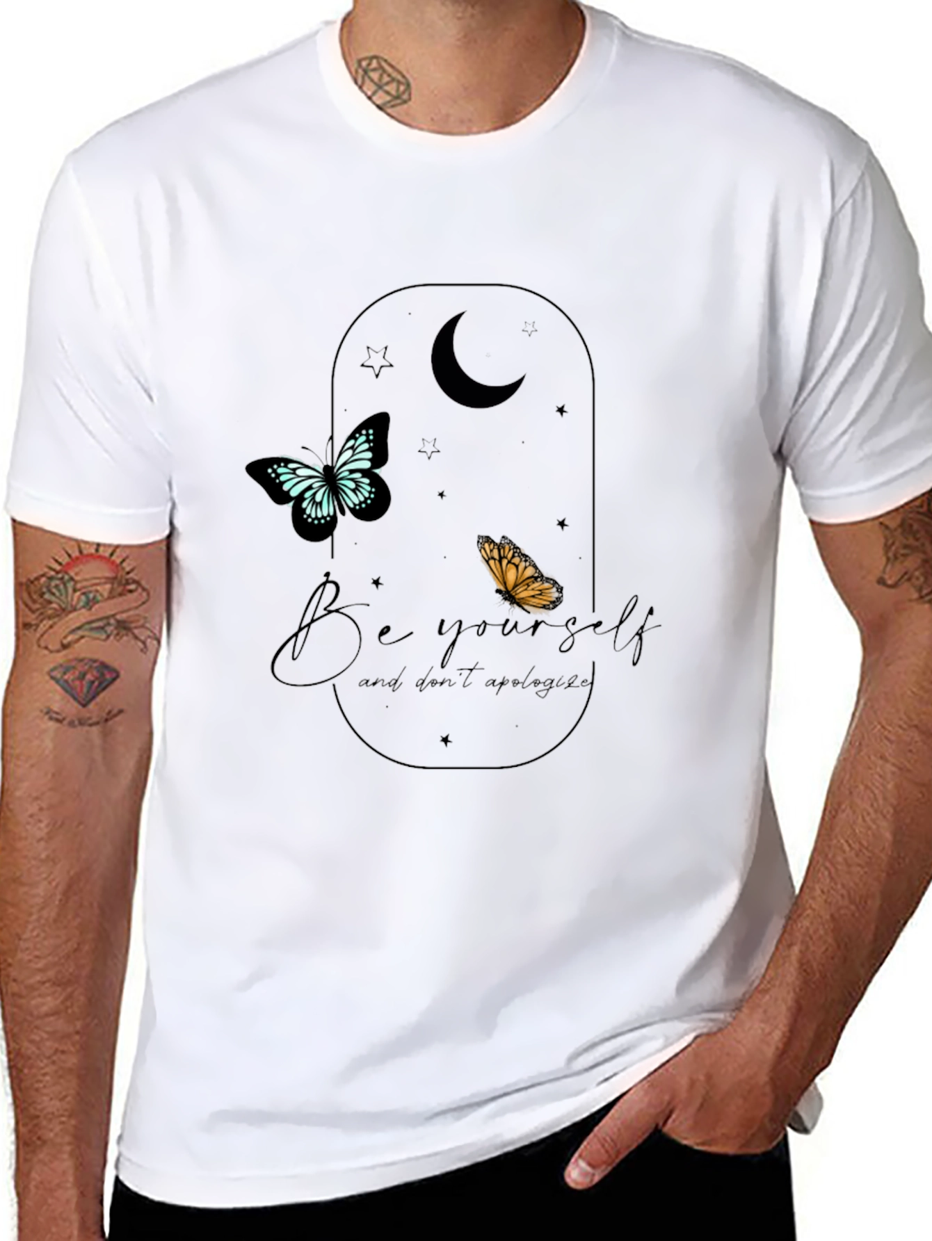 Be Yourself Butterfly Graphic Tee - Black