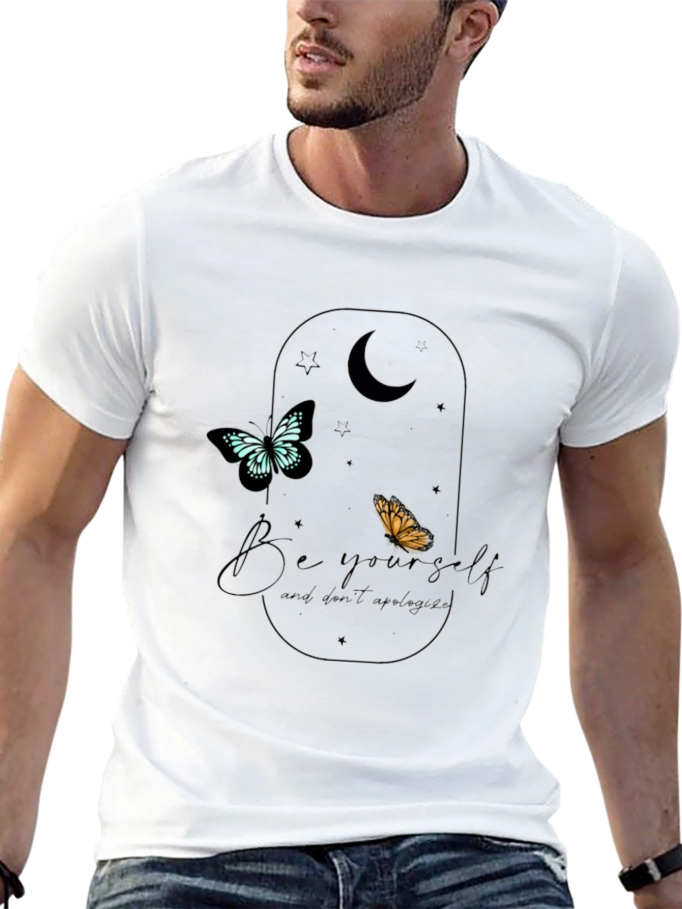 Be Yourself Butterfly Graphic Tee - Black