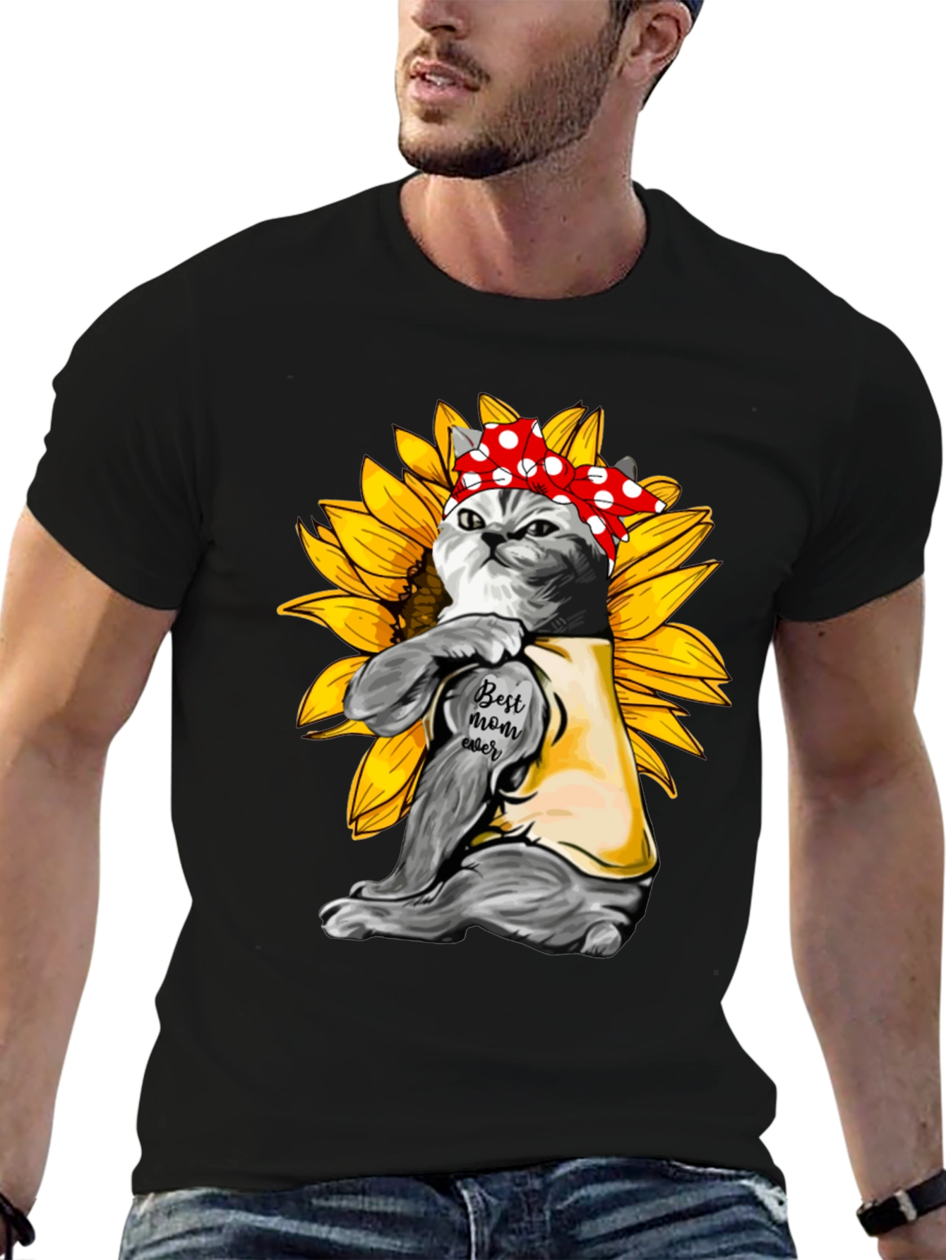 Cat Mom T-Shirt - Sunflower Power