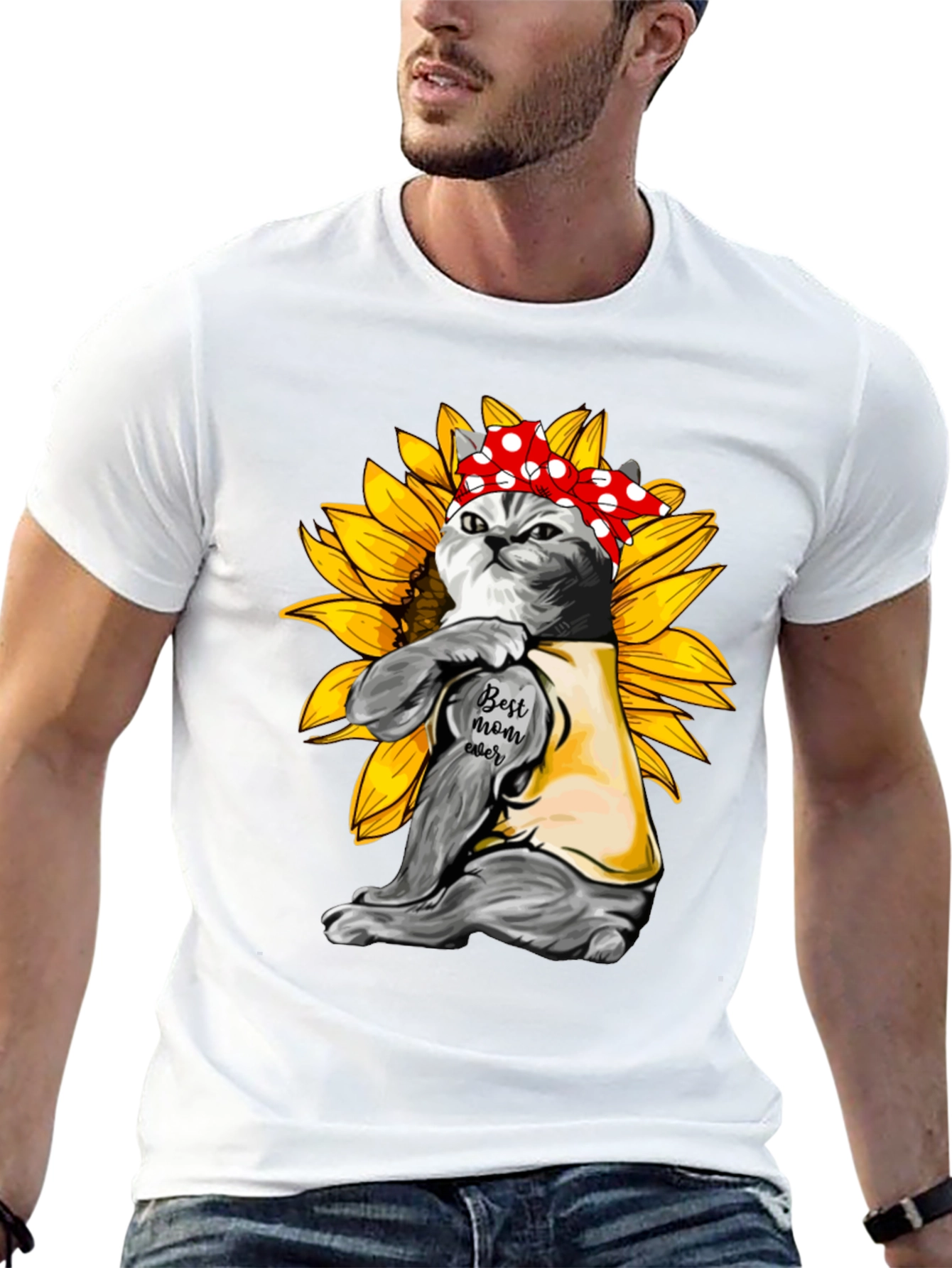 Cat Mom T-Shirt - Sunflower Power
