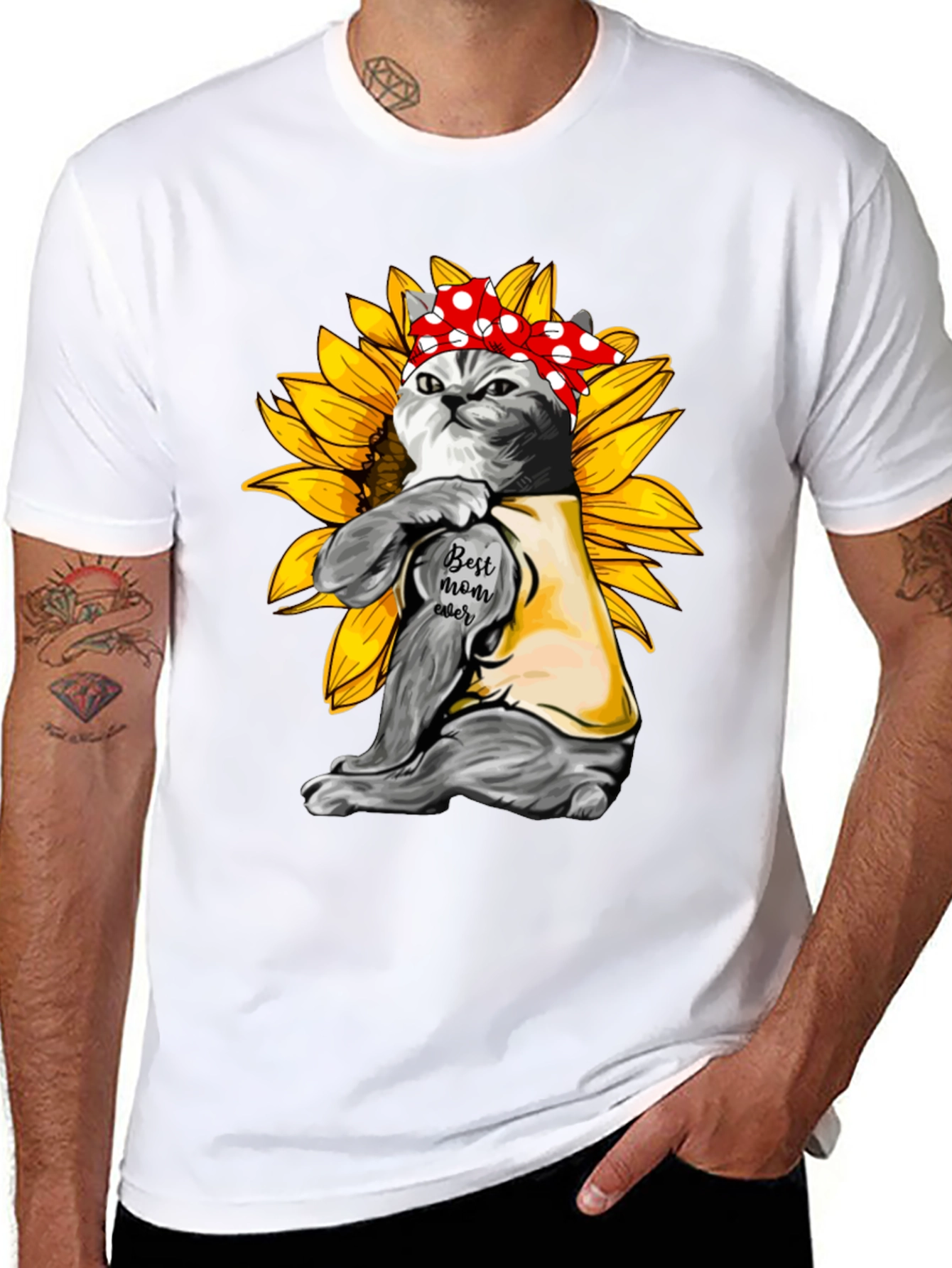 Cat Mom T-Shirt - Sunflower Power
