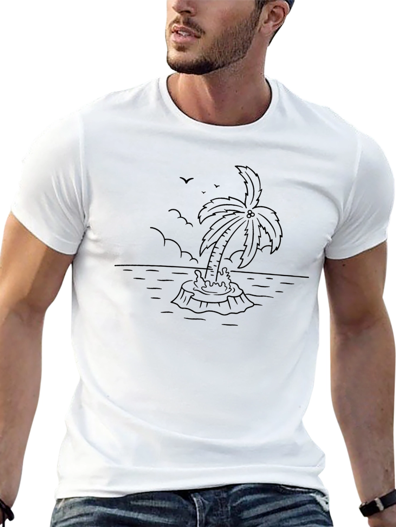 Palm Tree Island Black T-Shirt