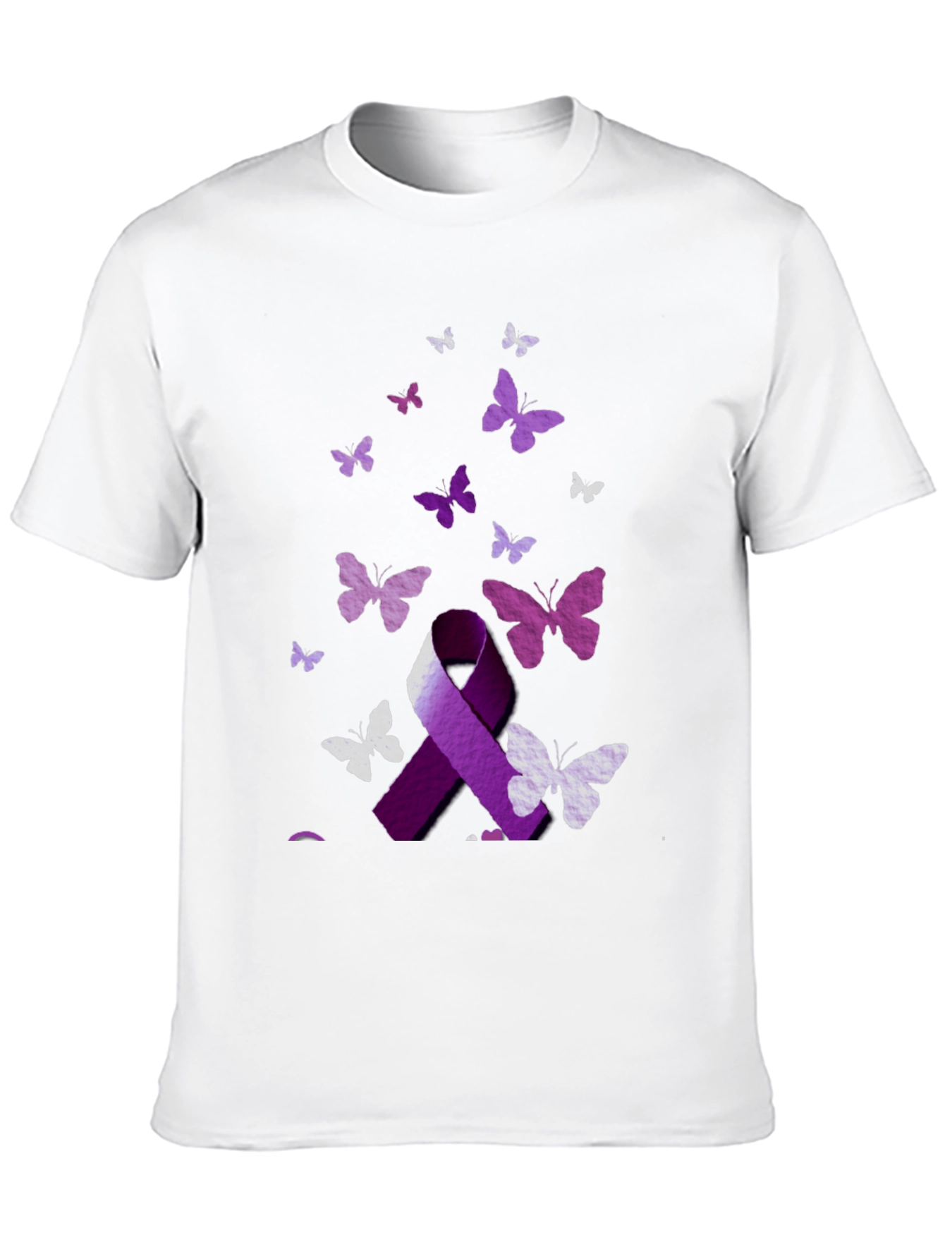 Purple Ribbon Butterfly Graphic T-Shirt