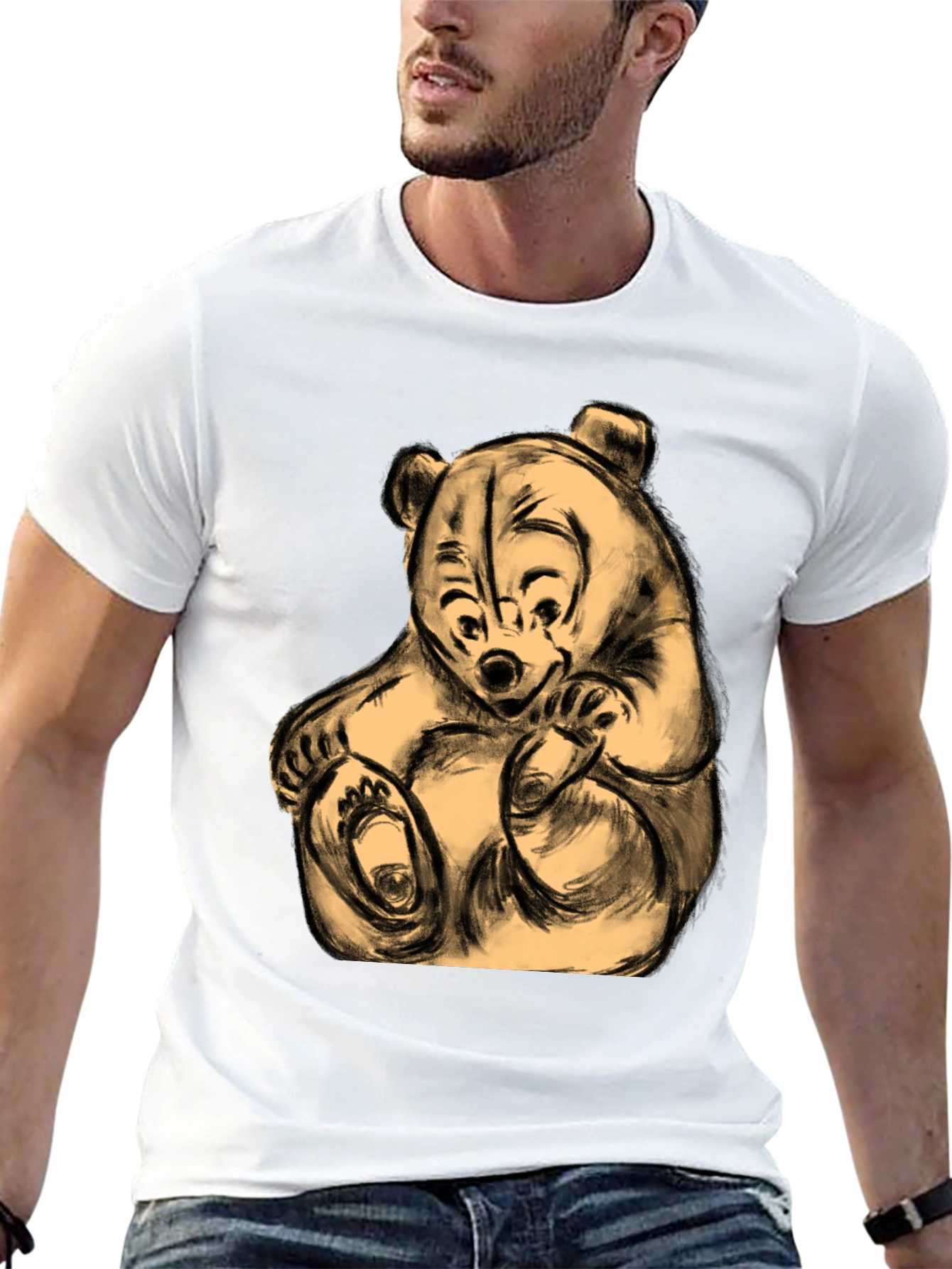 Whimsical Bear Graphic Tee - Soft & Comfortable