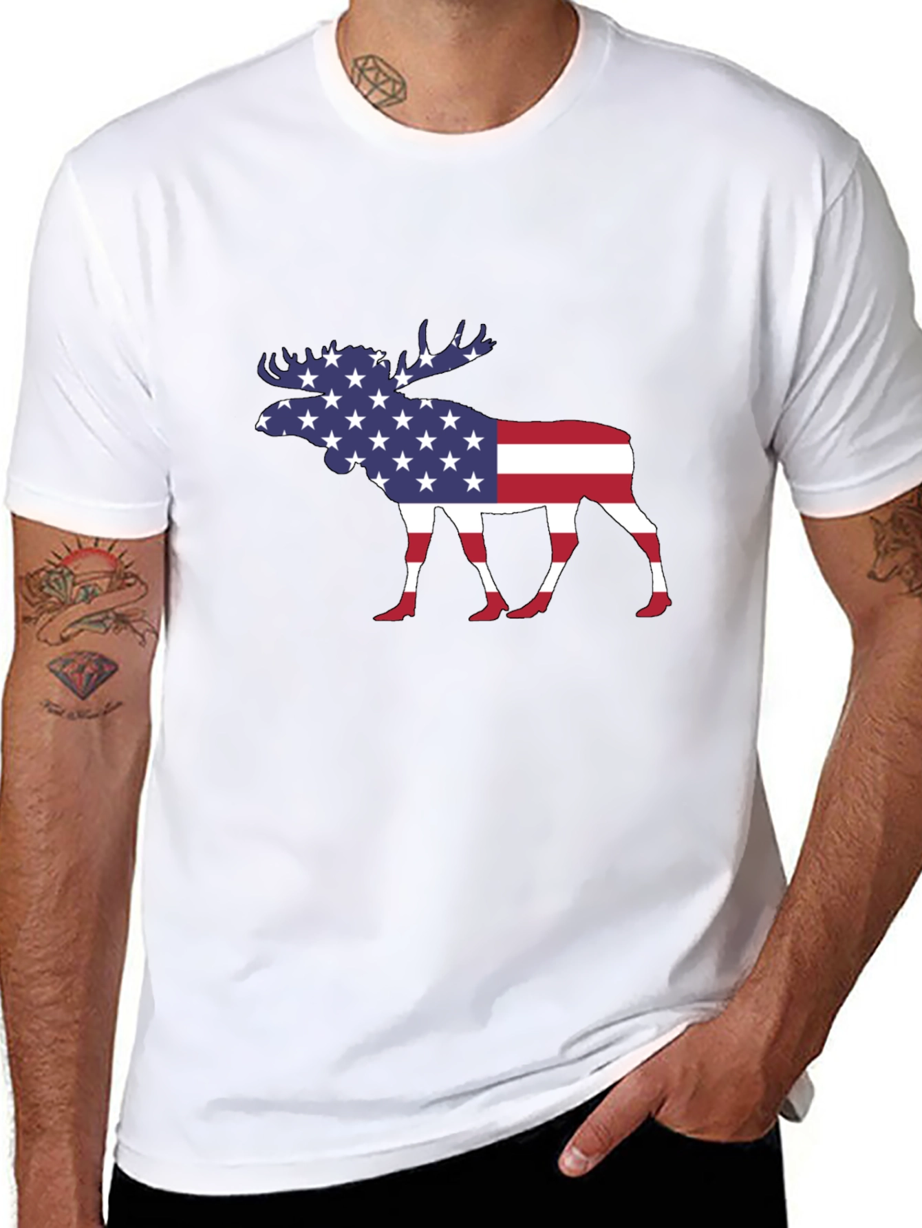 American Flag Moose Graphic T-Shirt