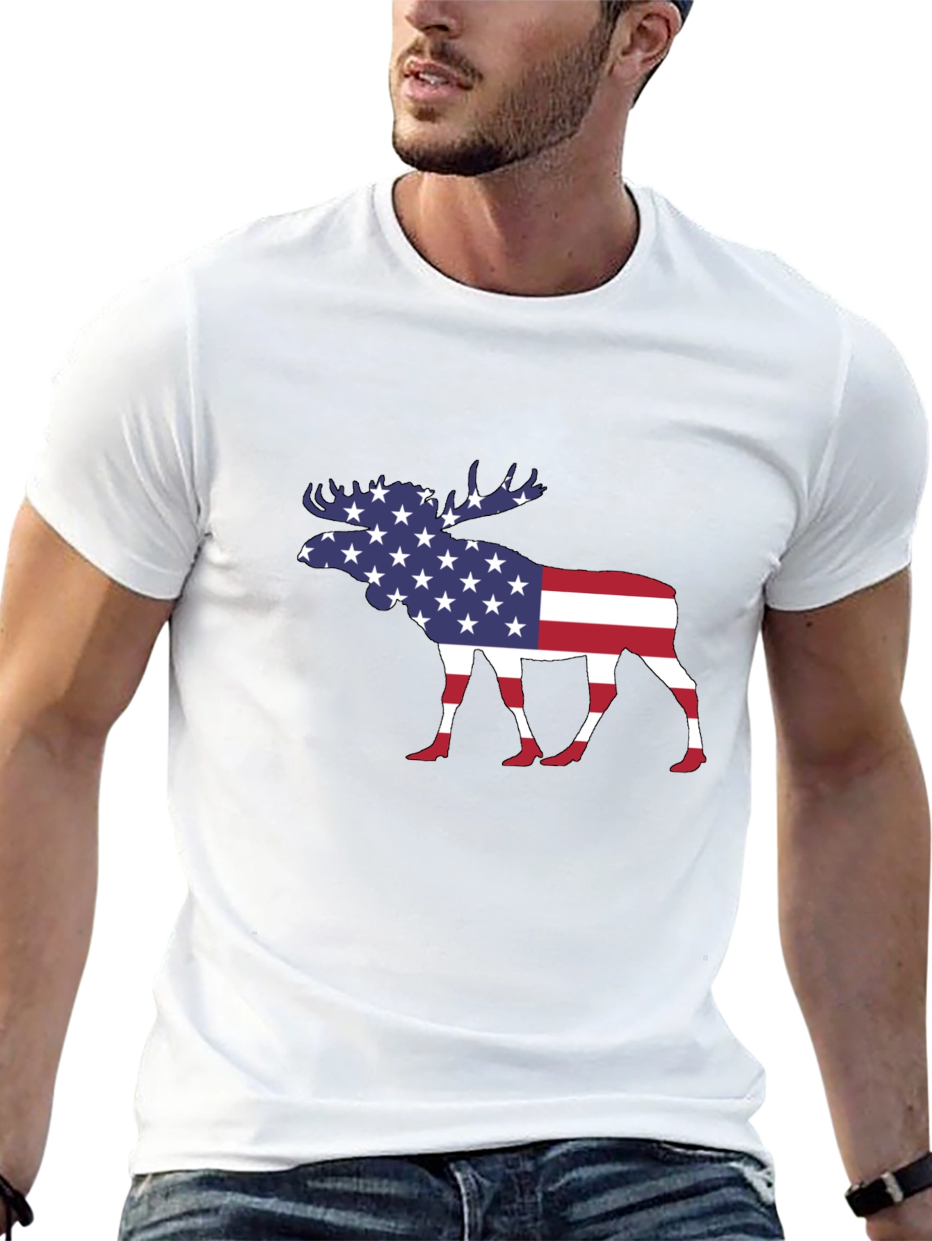American Flag Moose Graphic T-Shirt