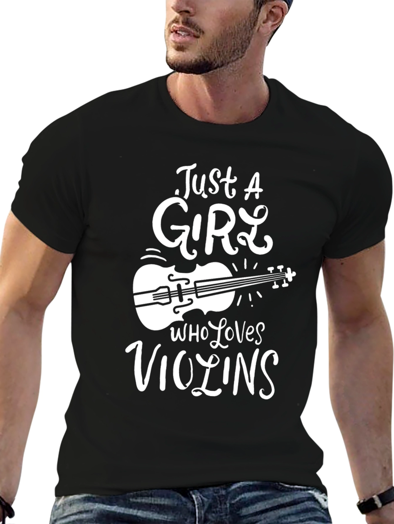 Just A Girl Who Loves Violins Black T-Shirt