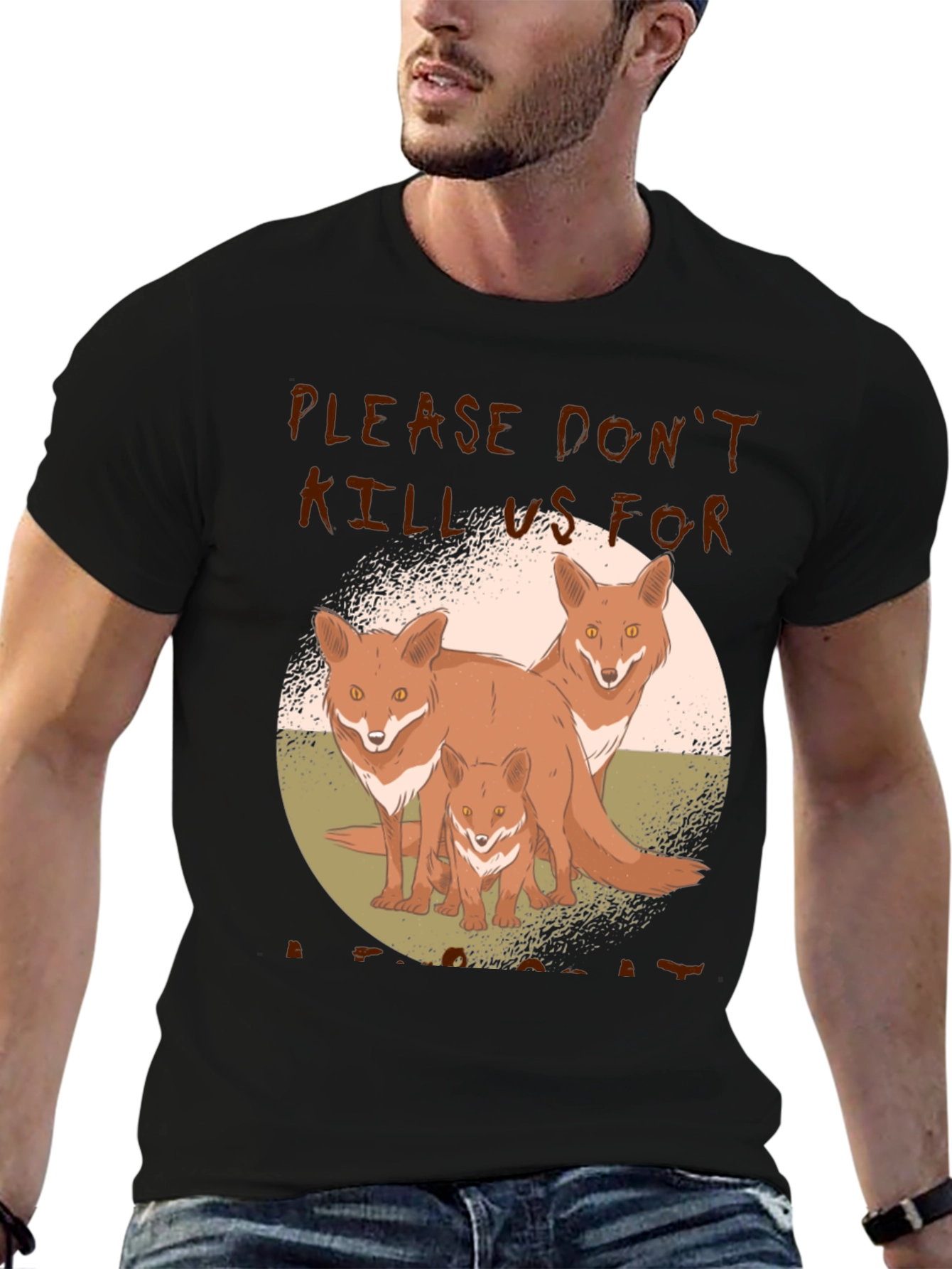 Fox Family Graphic Print Tee - Animal Lover Shirt