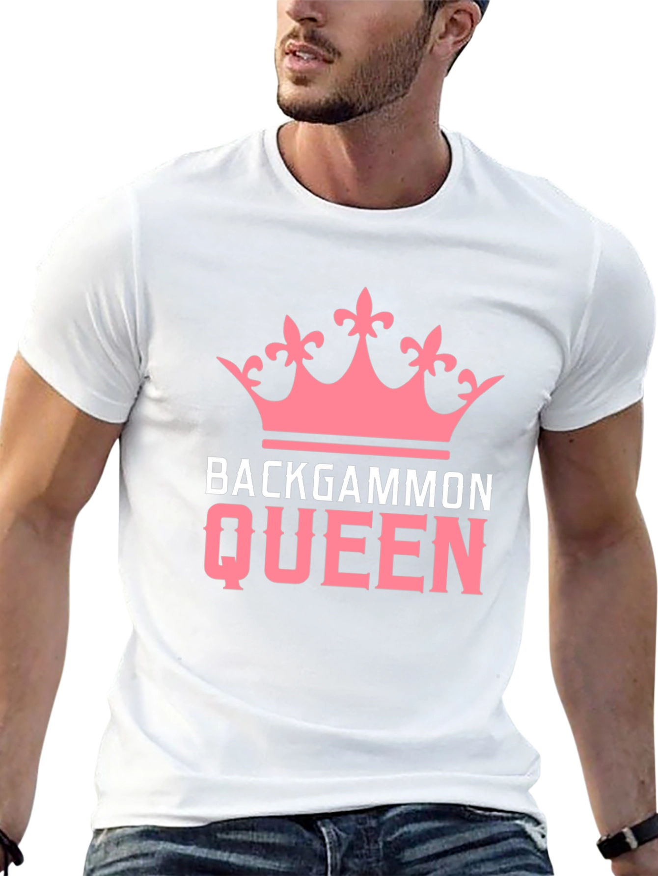 Backgammon Queen T-Shirt - Pink Crown Design