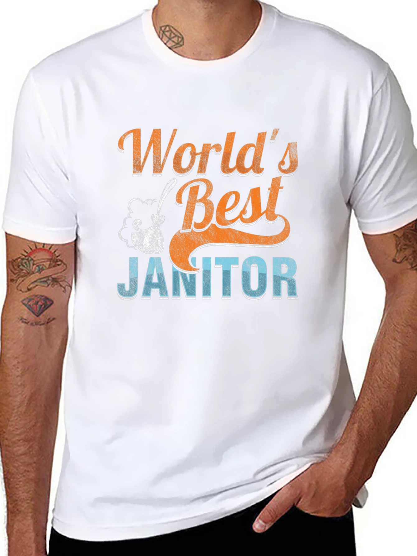 Worlds Best Janitor Black Graphic T-Shirt