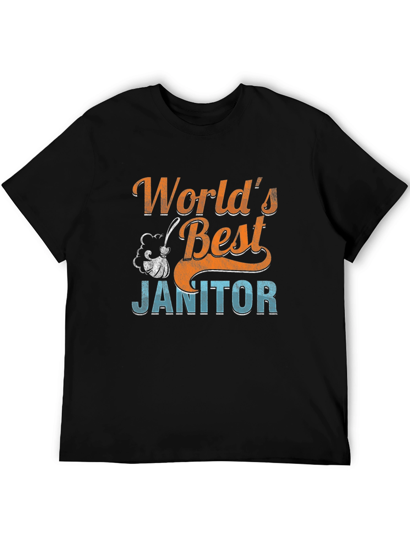 Worlds Best Janitor Black Graphic T-Shirt