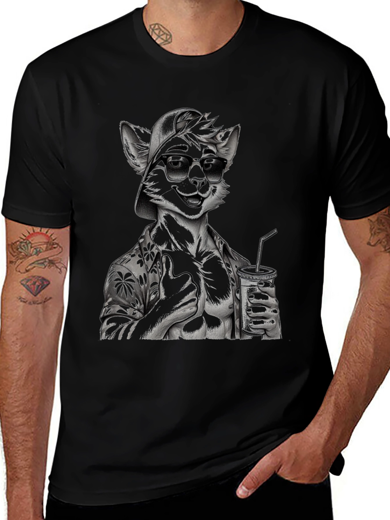 Cool Furry Hawaiian Shirt Graphic Tee