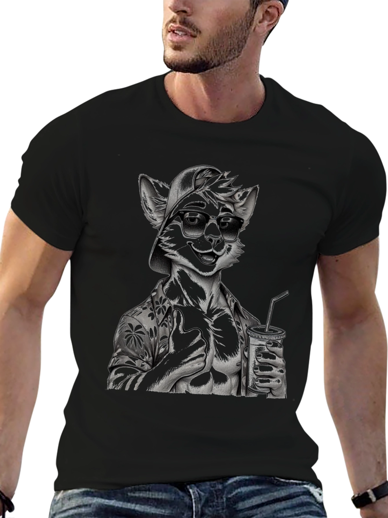 Cool Furry Hawaiian Shirt Graphic Tee