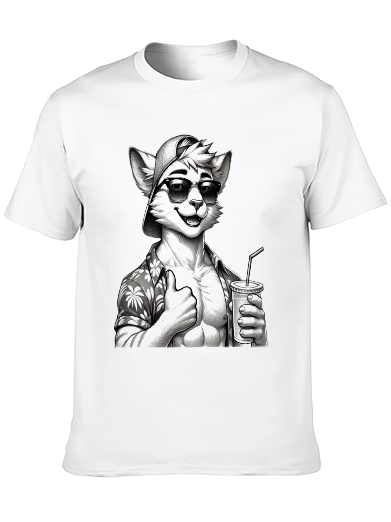 Cool Furry Hawaiian Shirt Graphic Tee