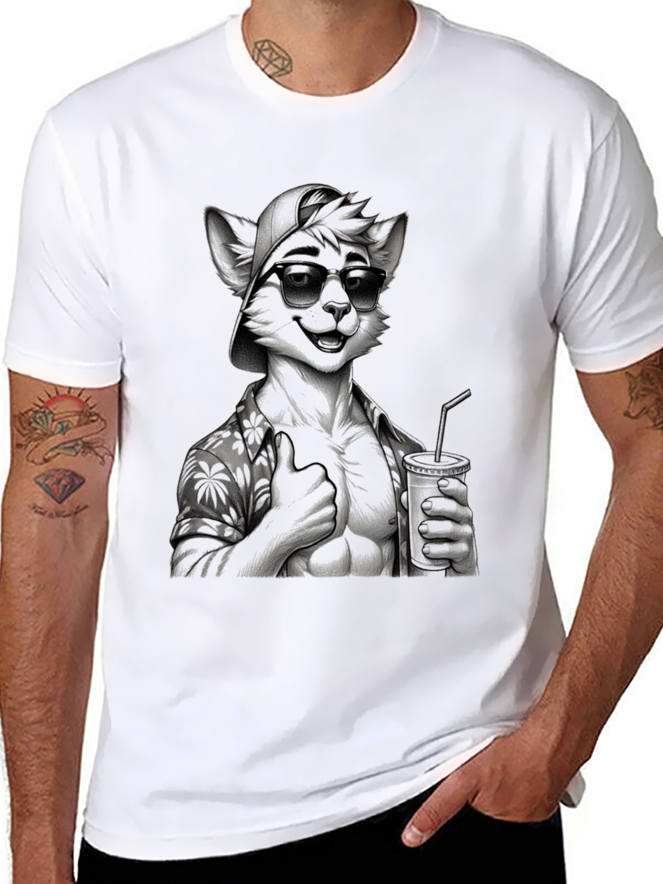 Cool Furry Hawaiian Shirt Graphic Tee
