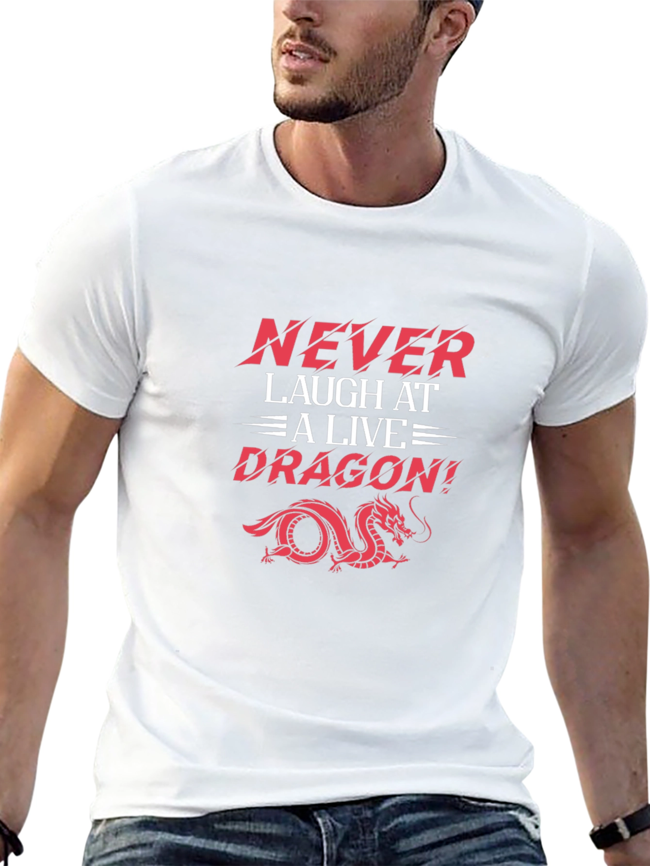 Never Laugh Dragon Graphic Tee