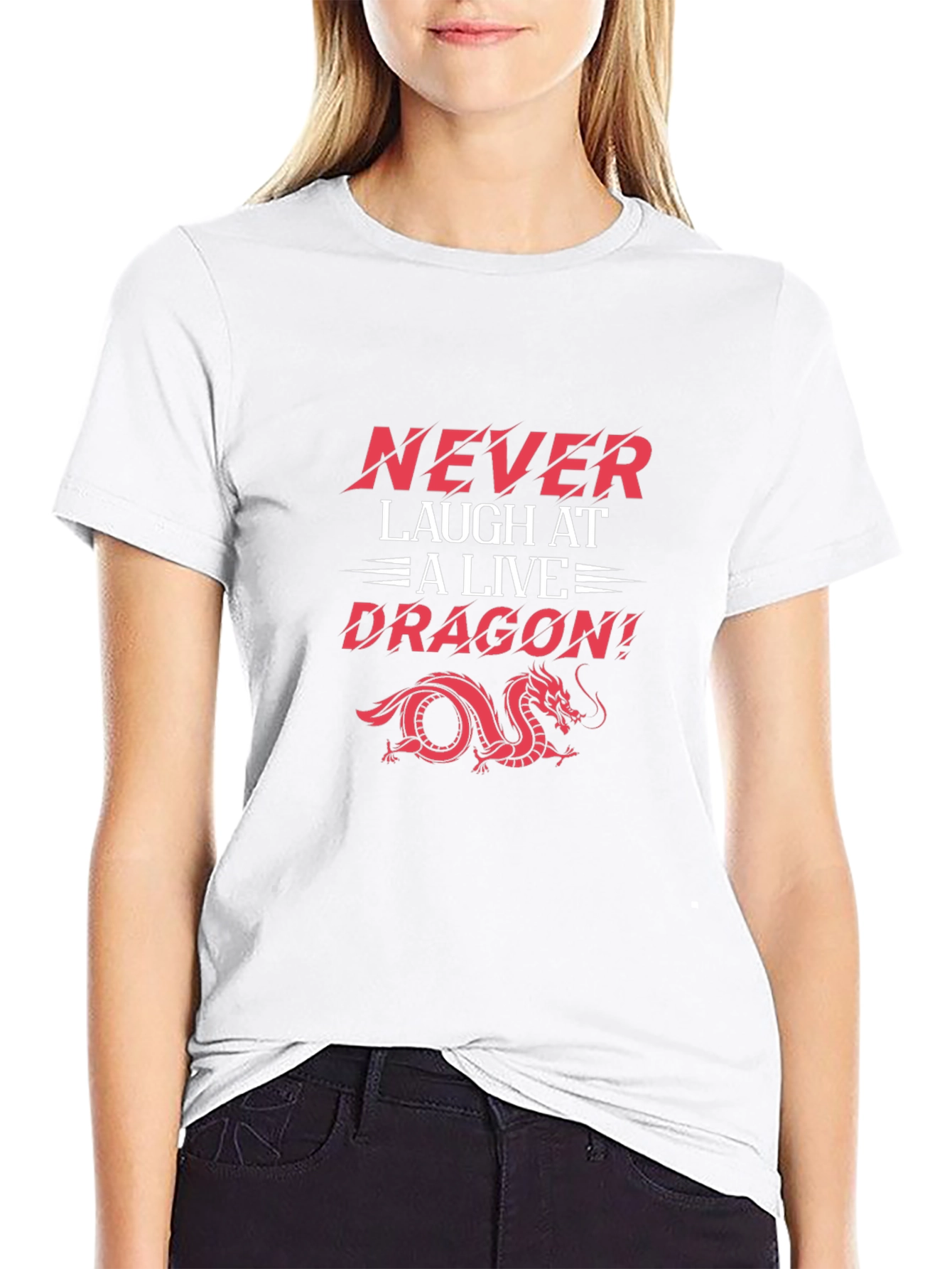Never Laugh Dragon Graphic Tee