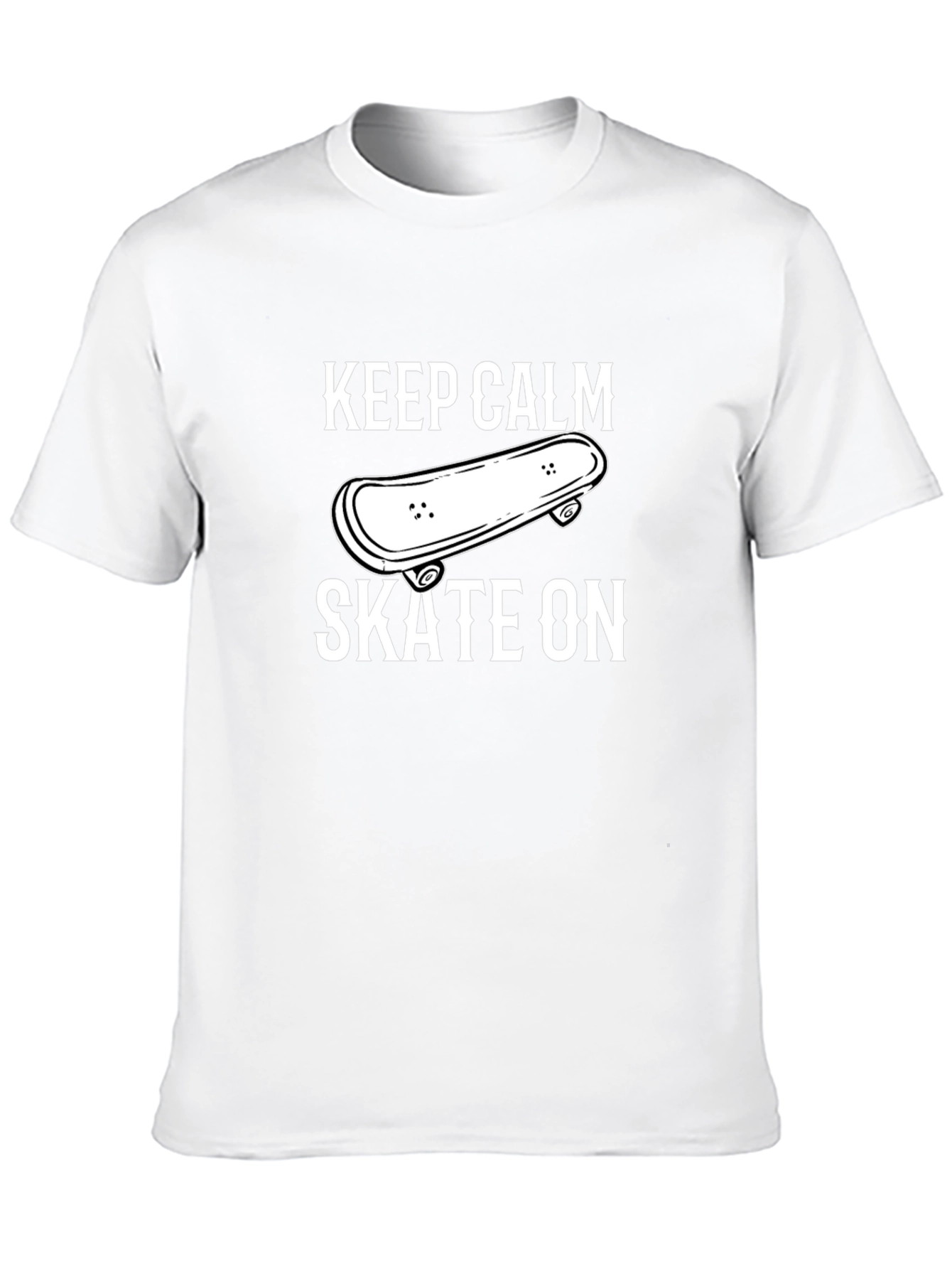 Keep Calm Skate On T-Shirt - Black Cotton Blend