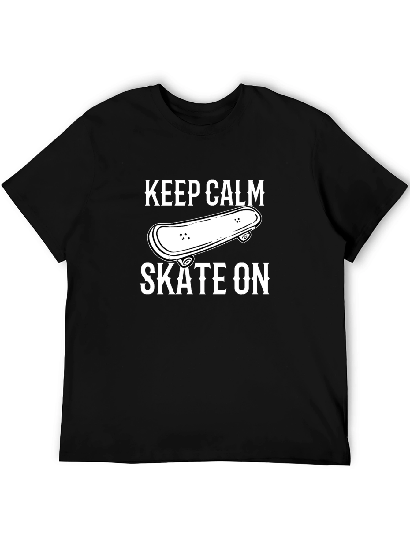 Keep Calm Skate On T-Shirt - Black Cotton Blend