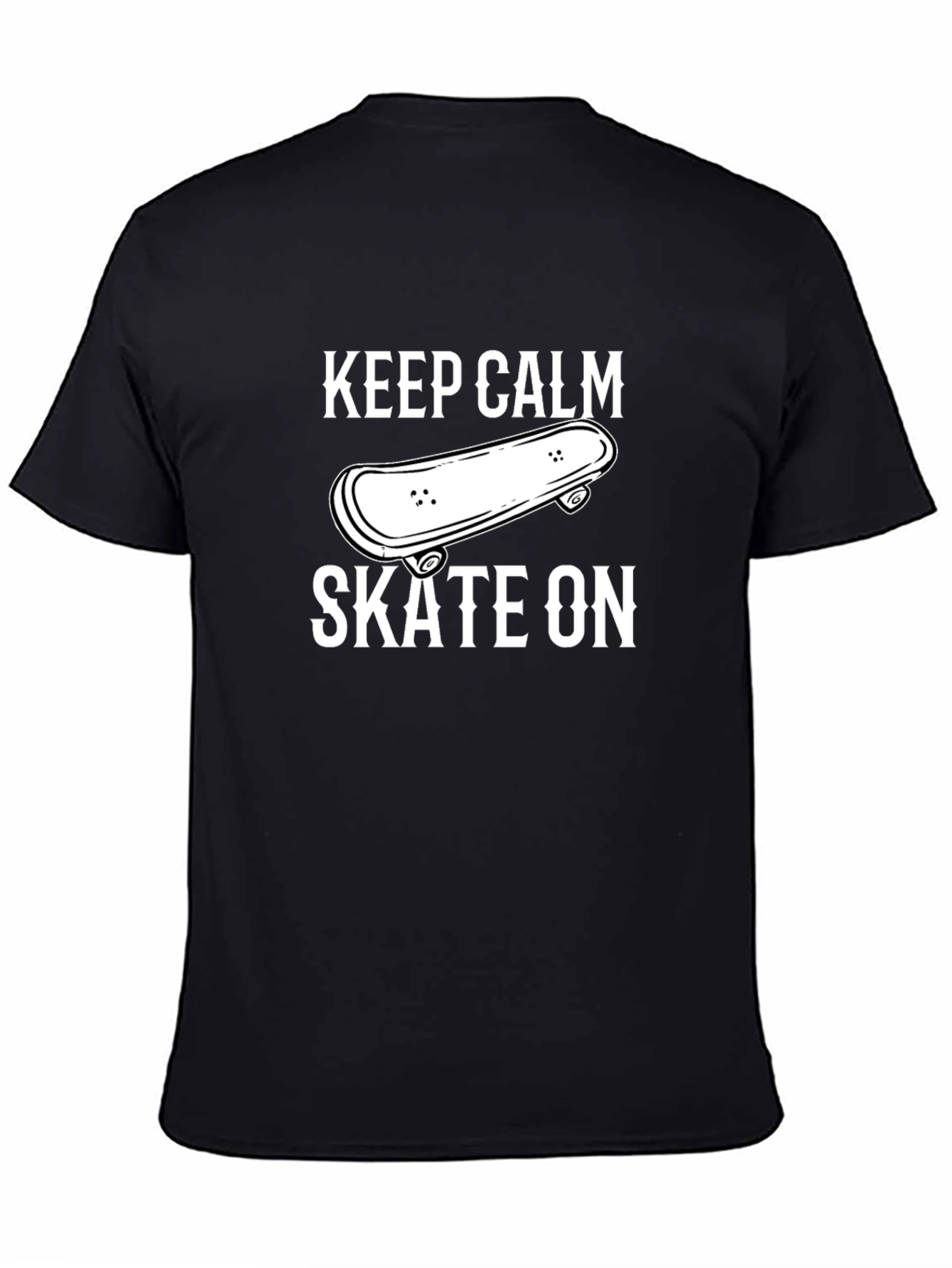 Keep Calm Skate On T-Shirt - Black Cotton Blend