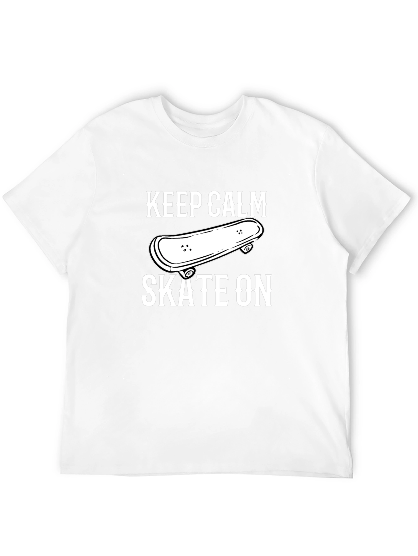 Keep Calm Skate On T-Shirt - Black Cotton Blend