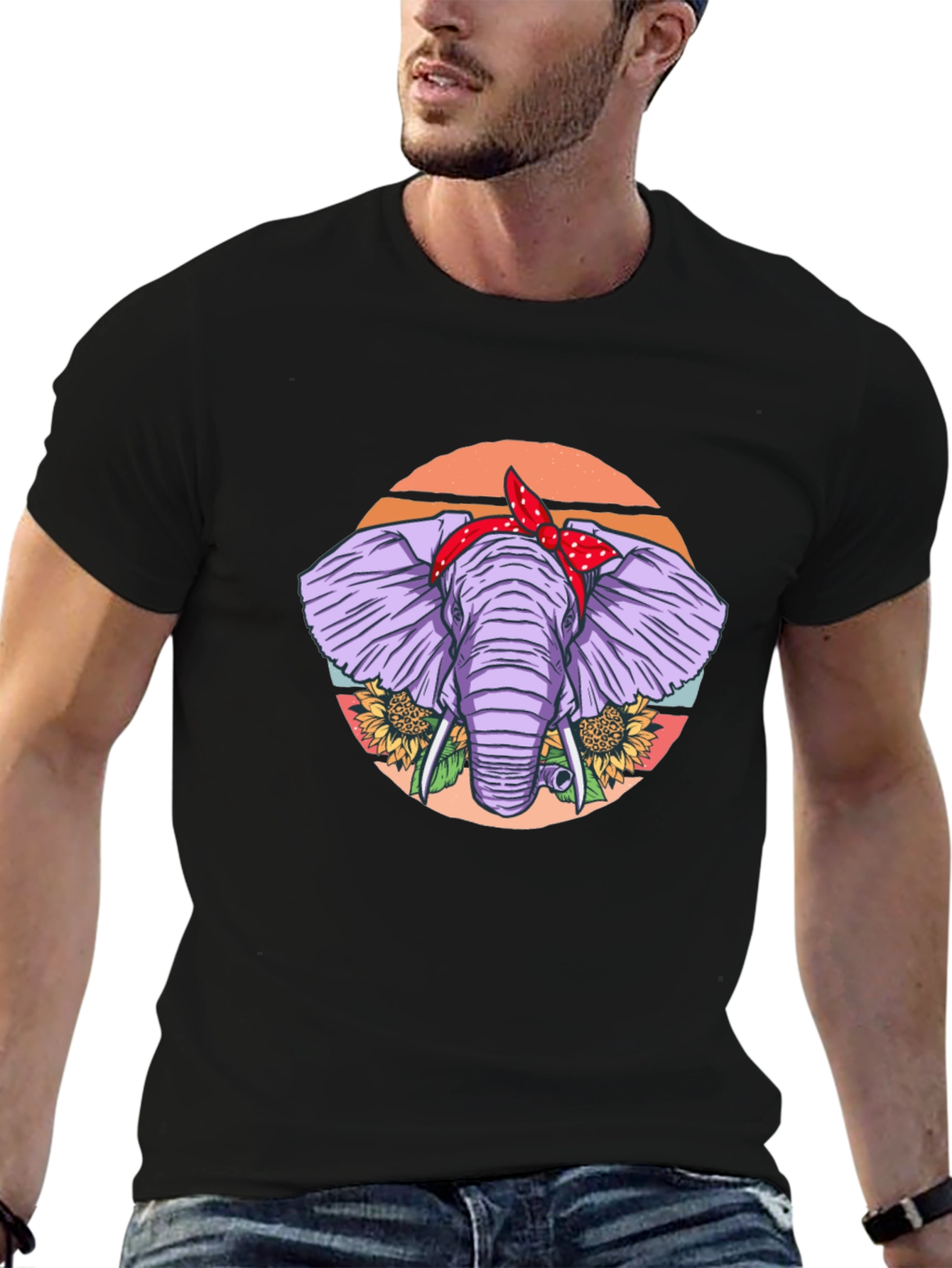 Elephant Bandana T-Shirt - Cute Animal Graphic Tee