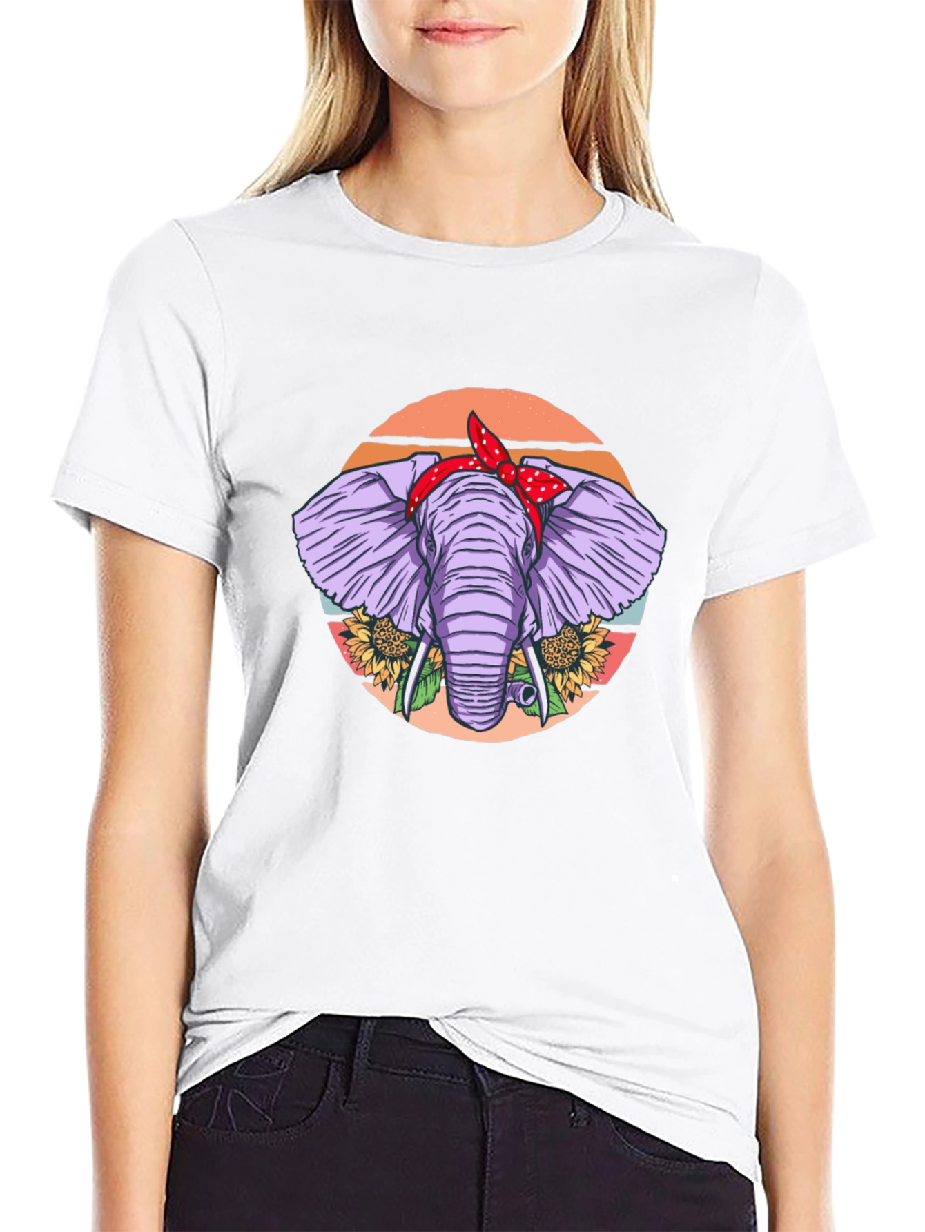Elephant Bandana T-Shirt - Cute Animal Graphic Tee