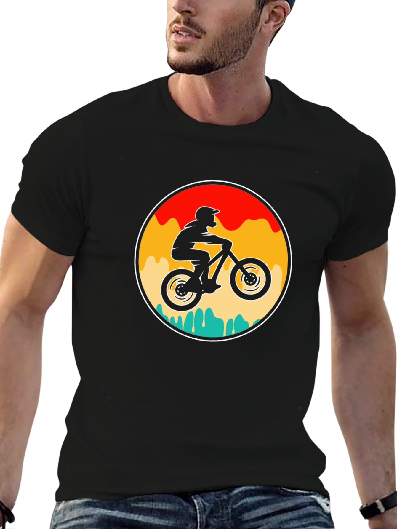 Mountain Biker Graphic Tee - Retro Style