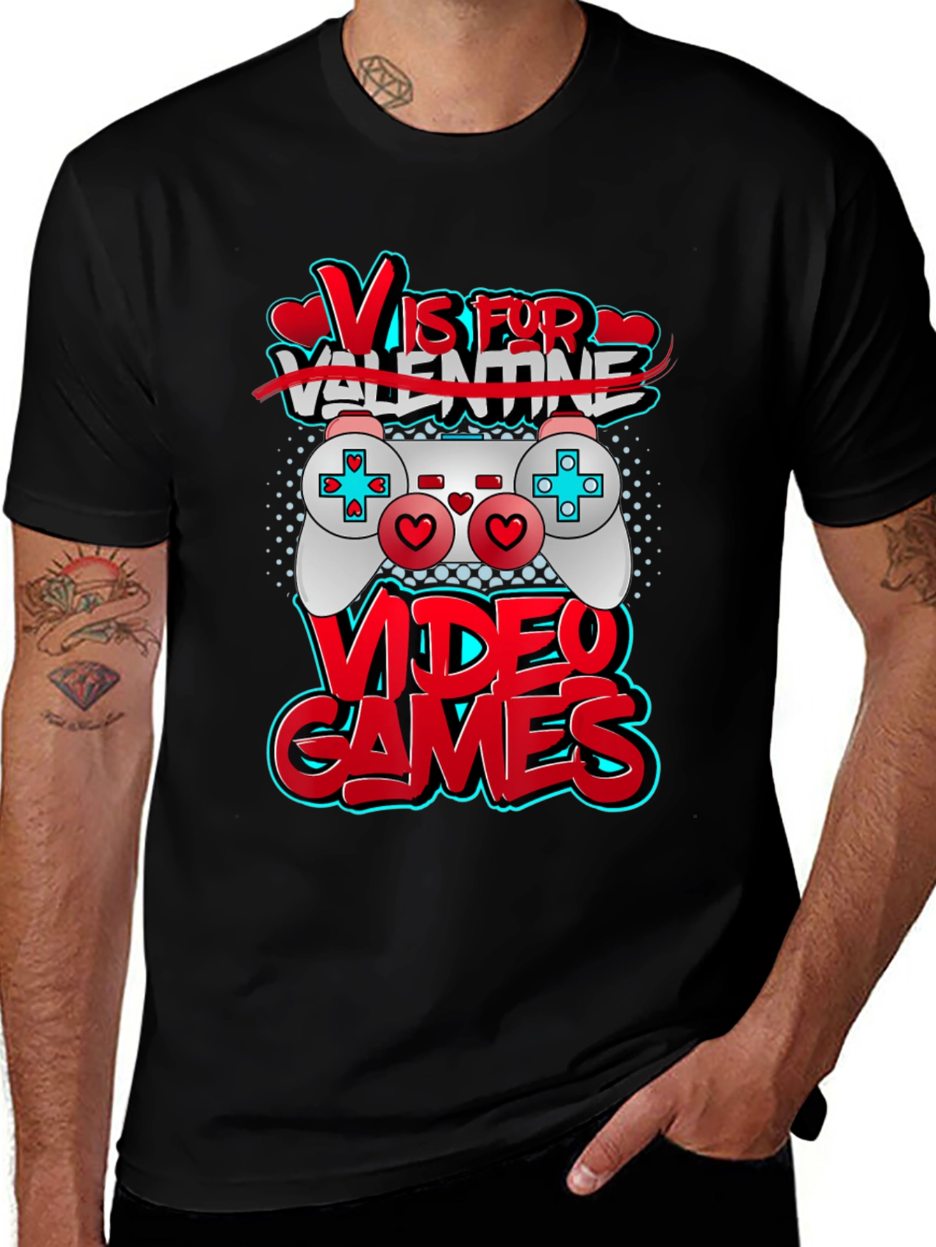 V is for Video Games Black T-Shirt