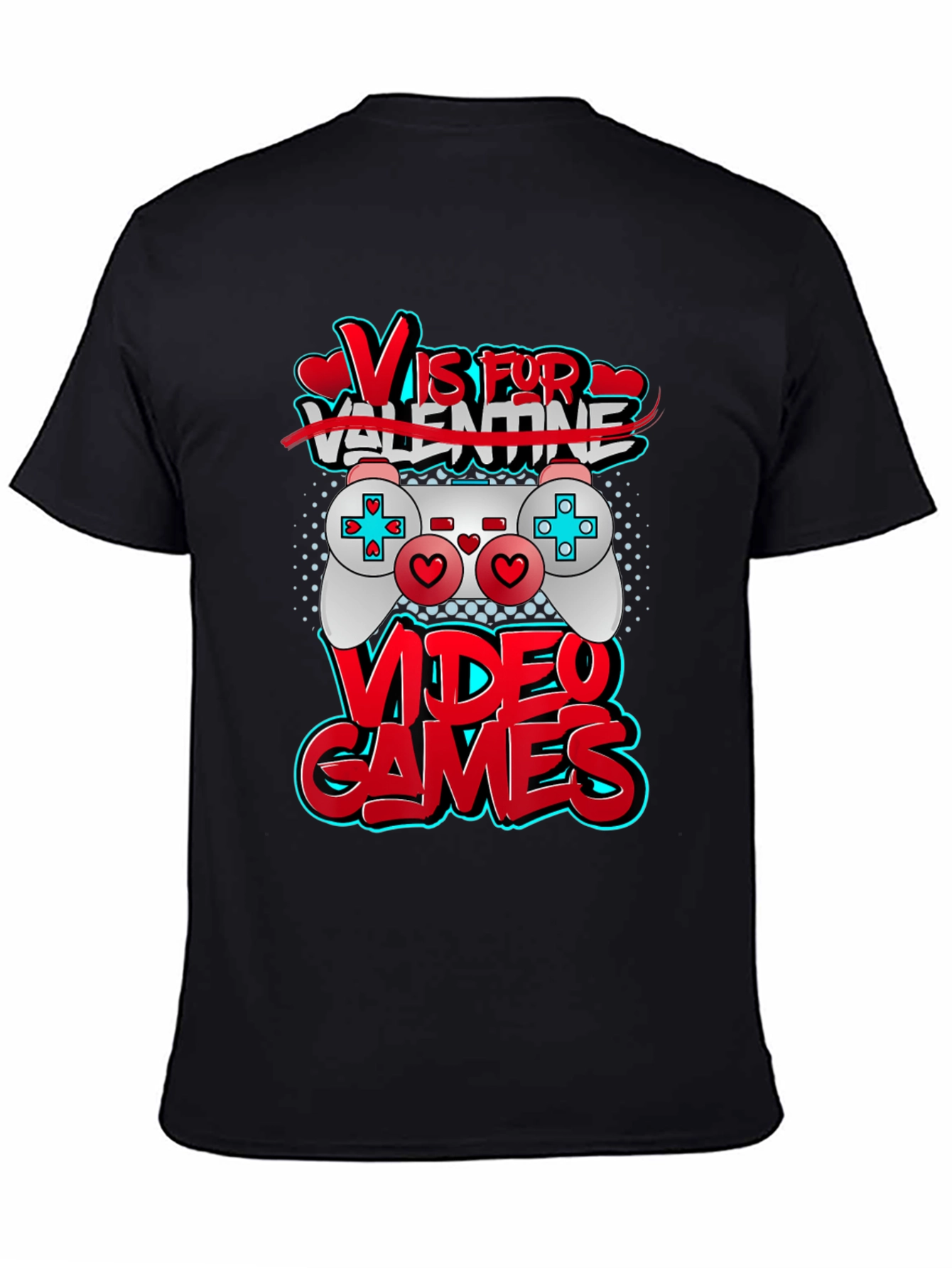 V is for Video Games Black T-Shirt