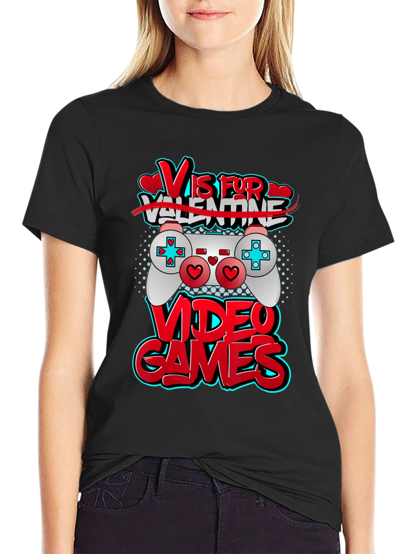 V is for Video Games Black T-Shirt