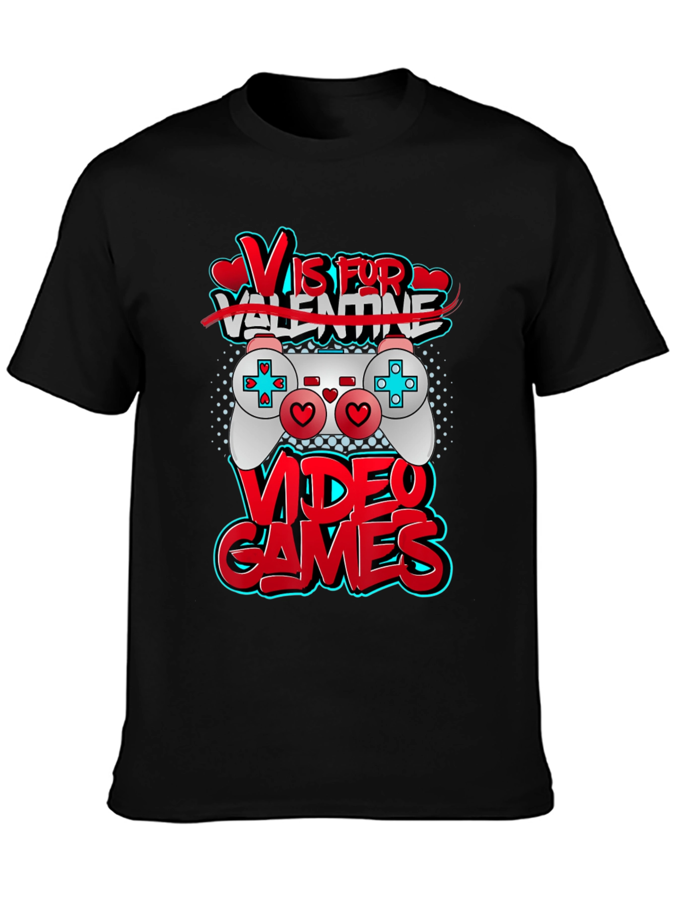 V is for Video Games Black T-Shirt
