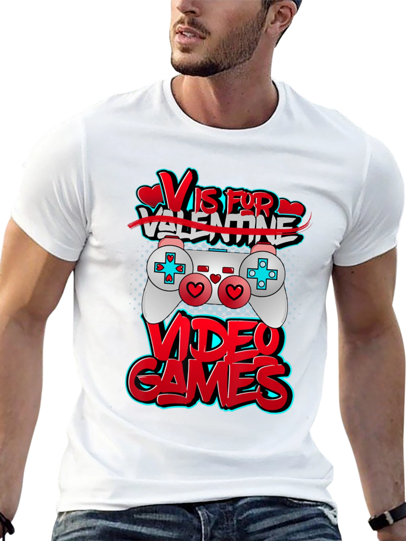 V is for Video Games Black T-Shirt