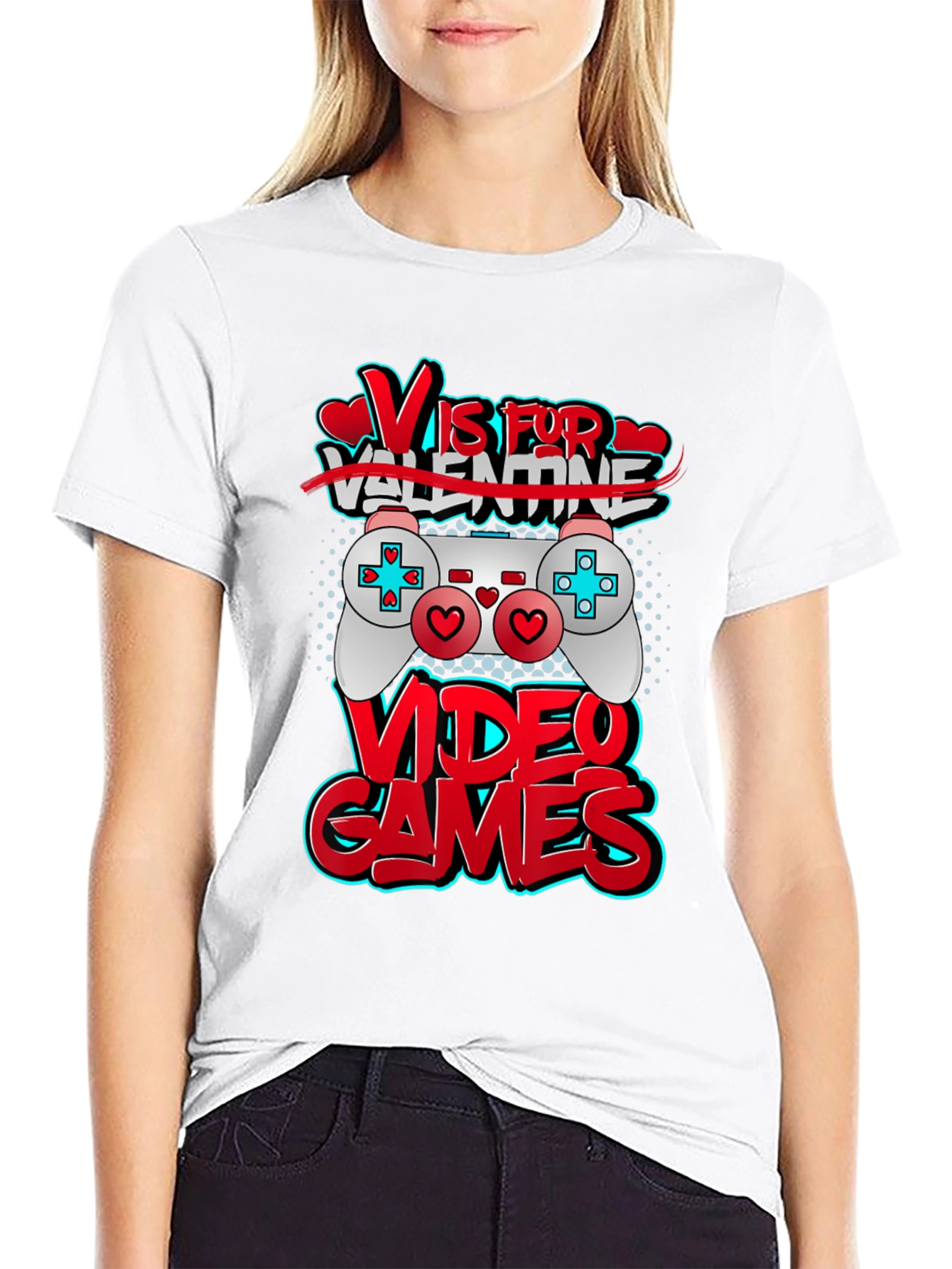 V is for Video Games Black T-Shirt