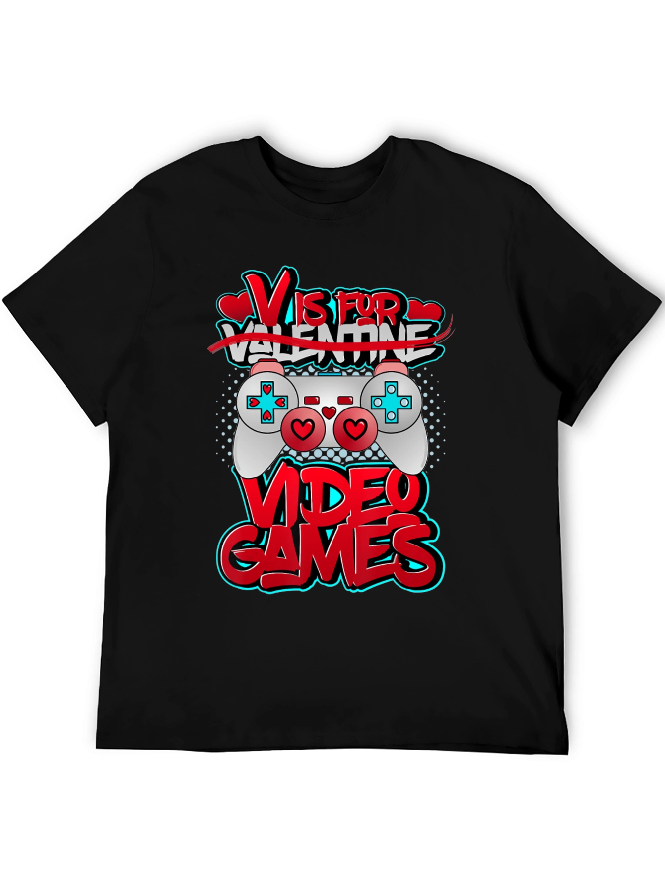 V is for Video Games Black T-Shirt
