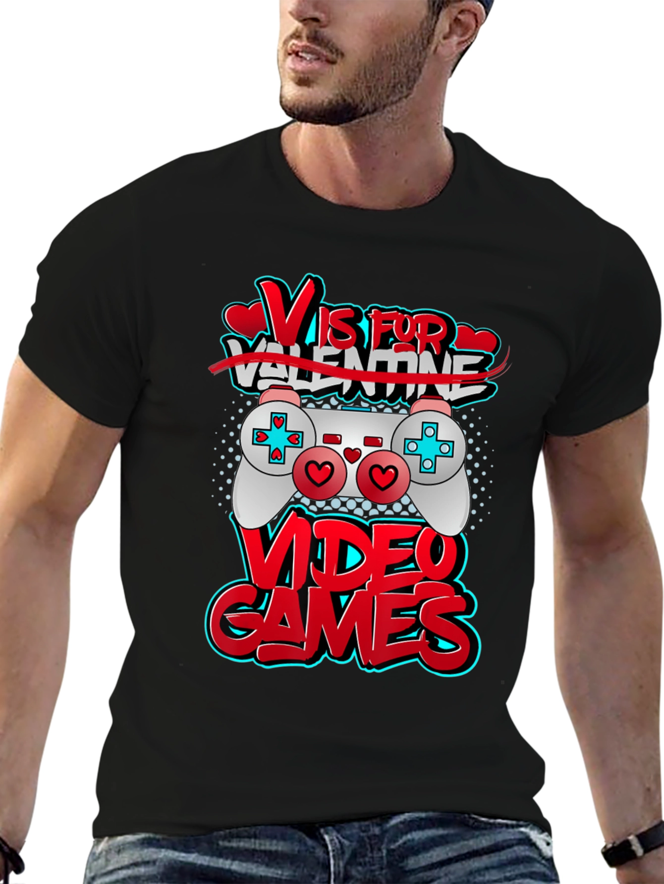 V is for Video Games Black T-Shirt