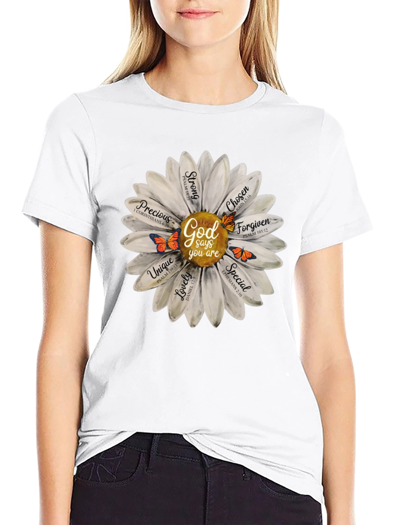 God Says You Are T-Shirt Daisy Flower Christian Tee