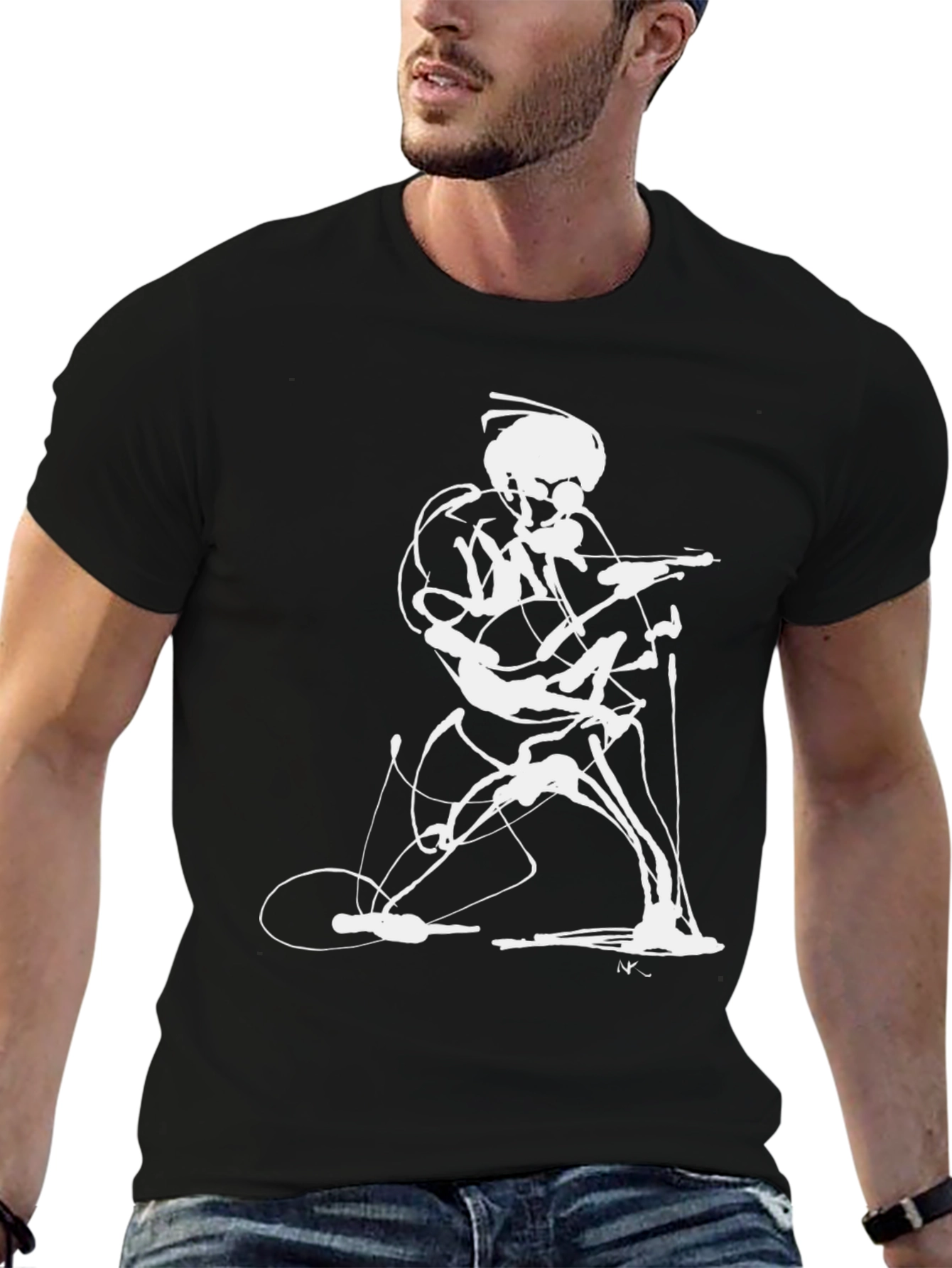Abstract Guitarist Black T-Shirt