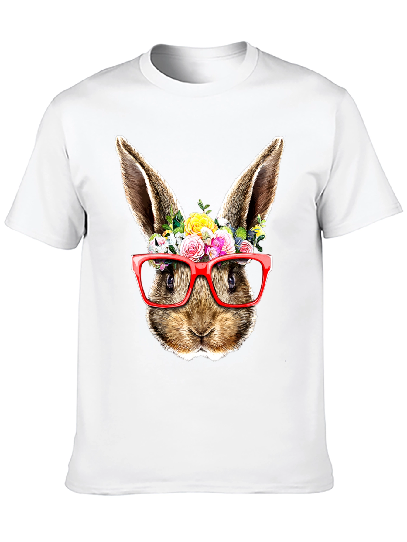 Bunny Floral Glasses Black T-Shirt
