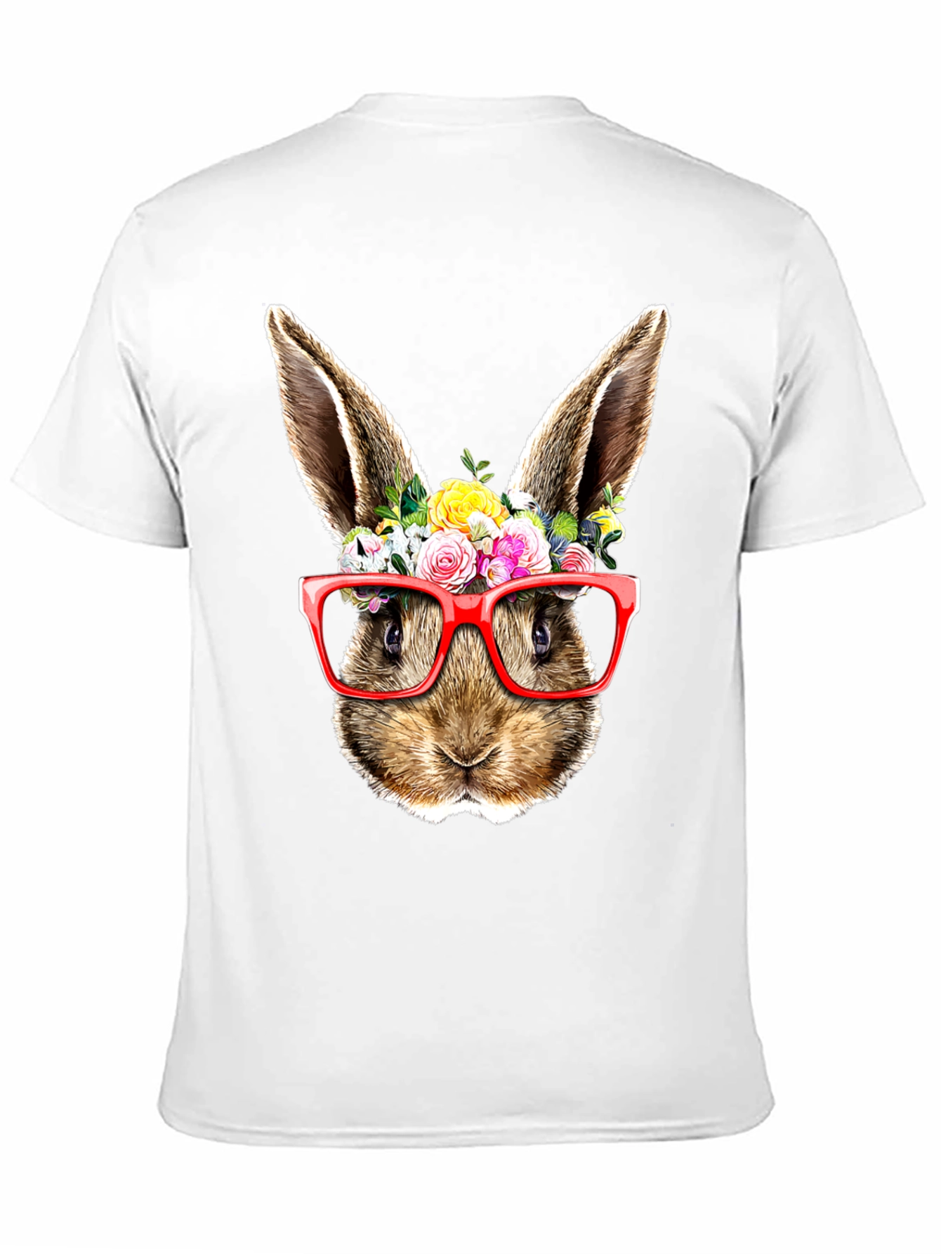 Bunny Floral Glasses Black T-Shirt