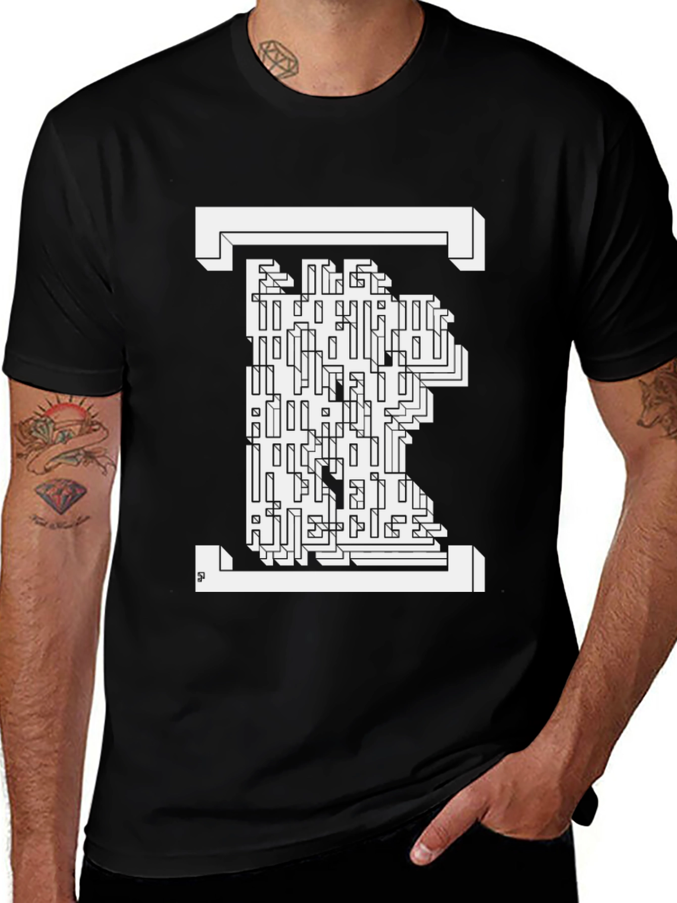 Abstract Maze Graphic T-Shirt