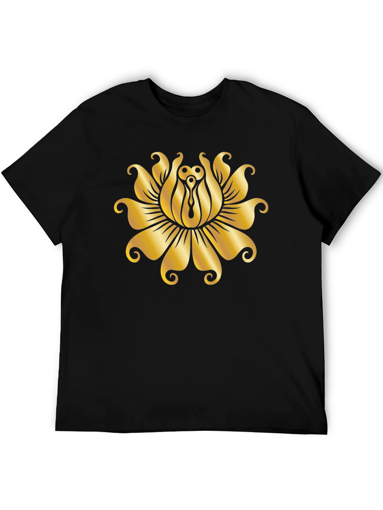 Golden Lotus Black T-Shirt - Unique Design