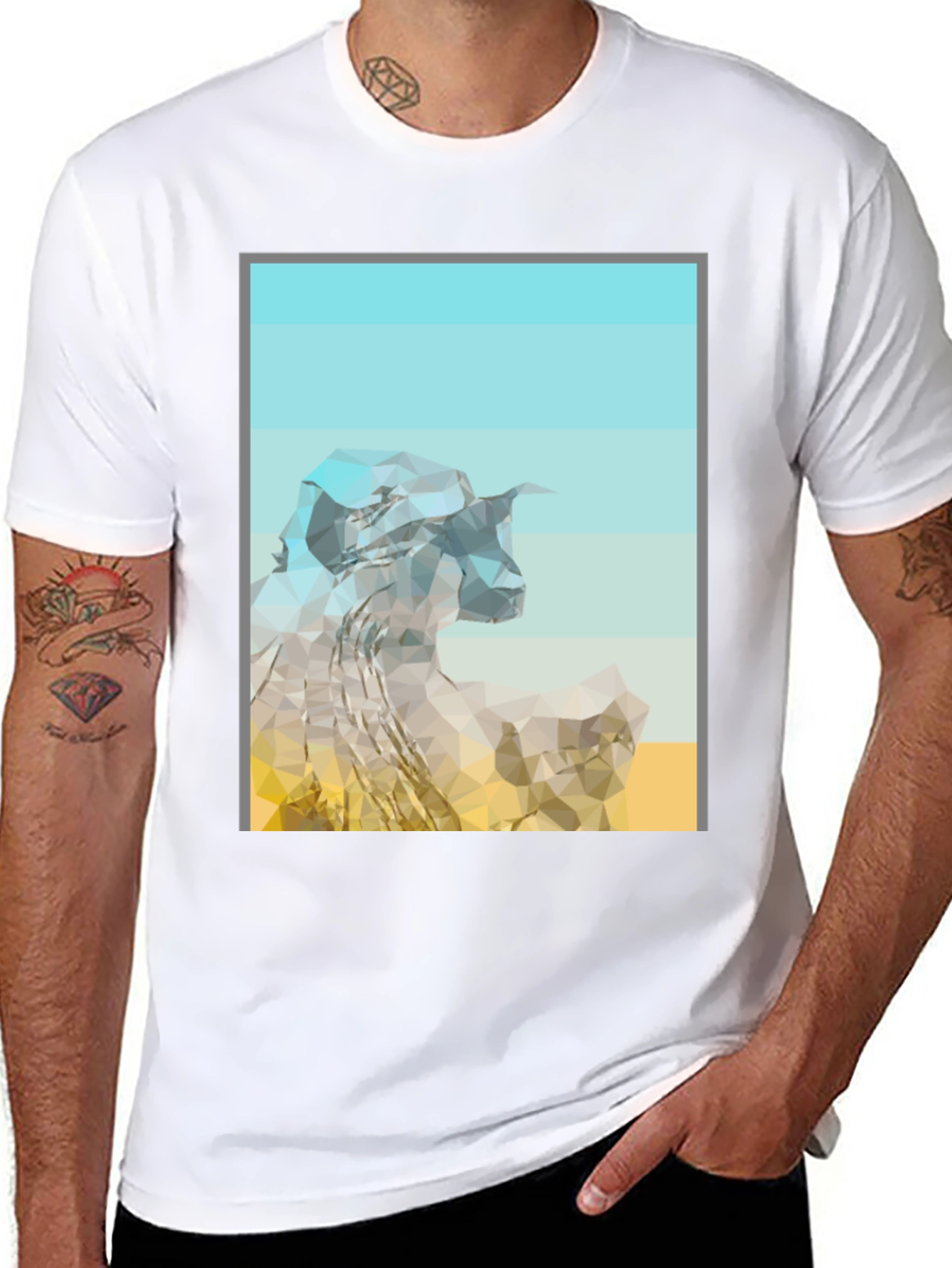 Abstract Mountain Graphic Tee - Modern Black T-Shirt