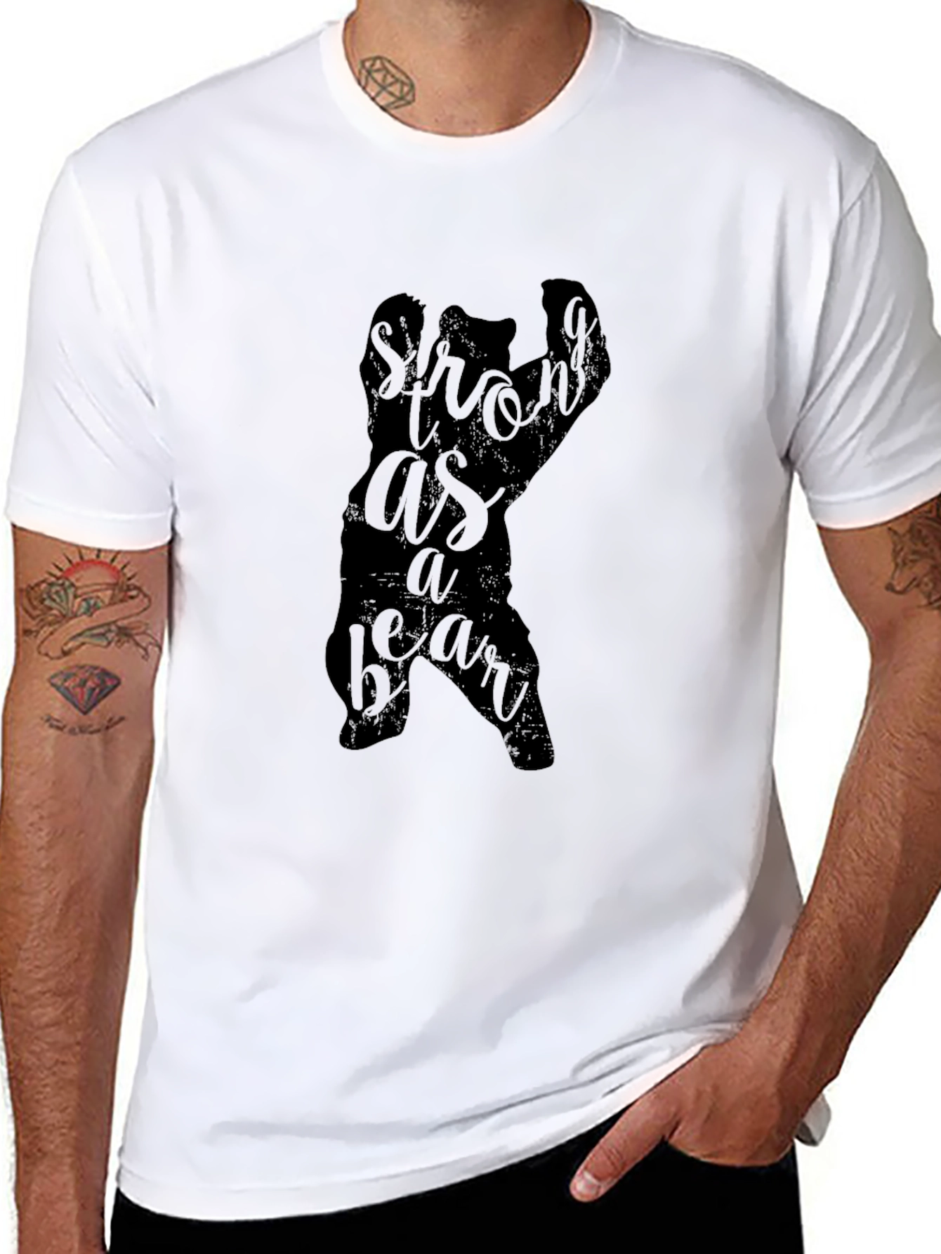 Strong As A Bear Graphic Tee - Black