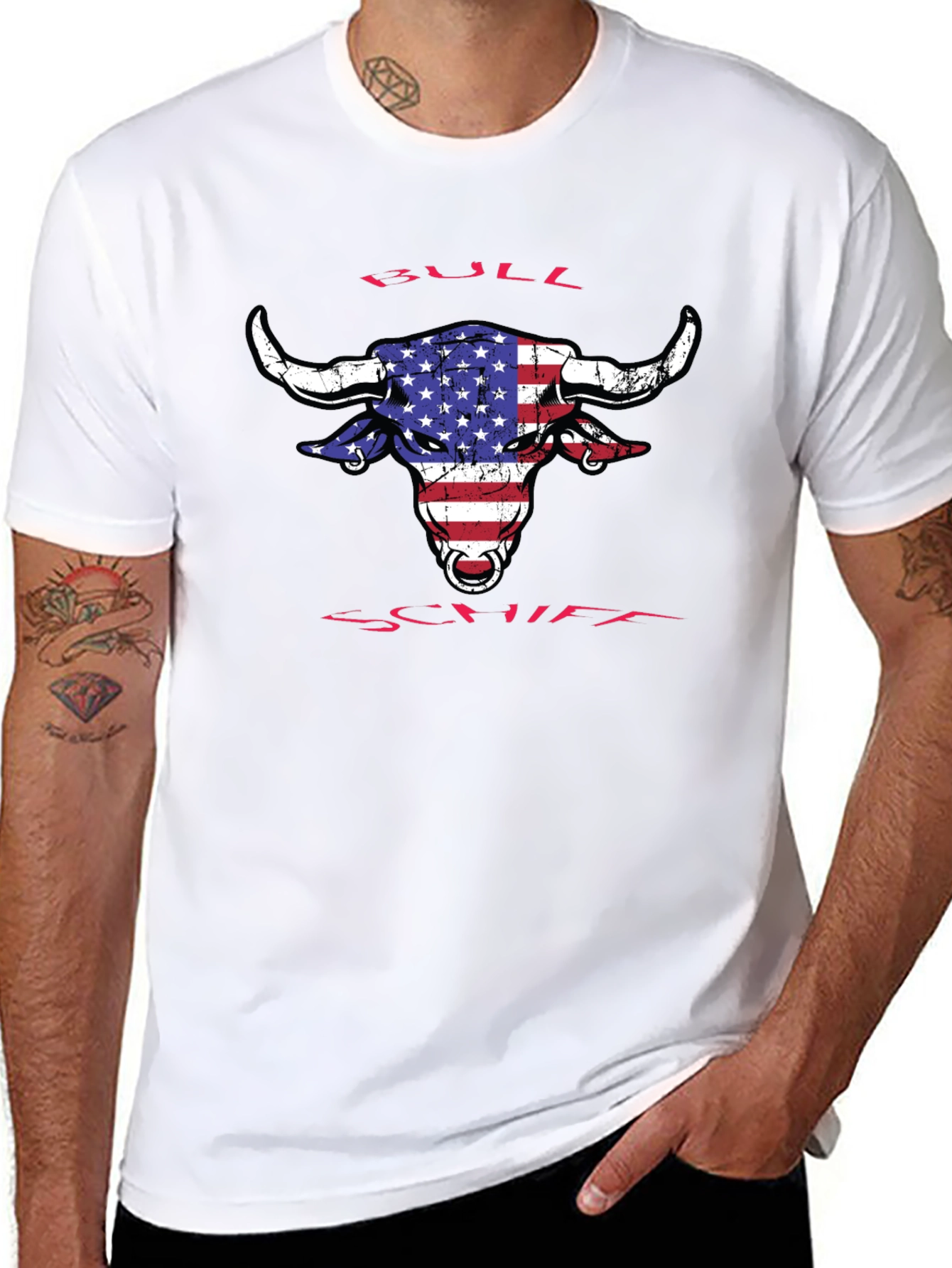 American Flag Bull T-Shirt - Patriotic Graphic Tee