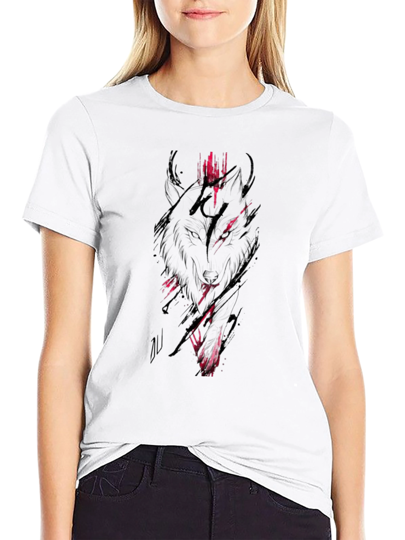 Black Wolf Graphic Tee - Mens Crew Neck Shirt