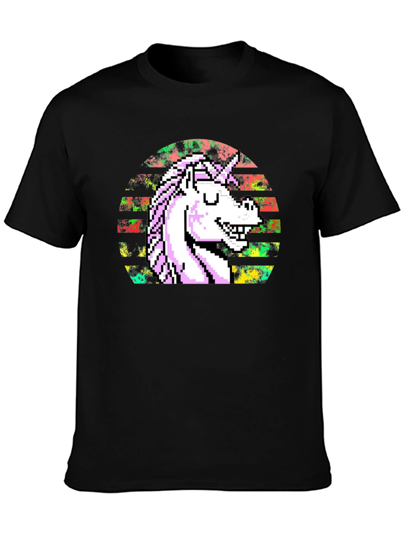 Pixel Unicorn Graphic T-Shirt - Black
