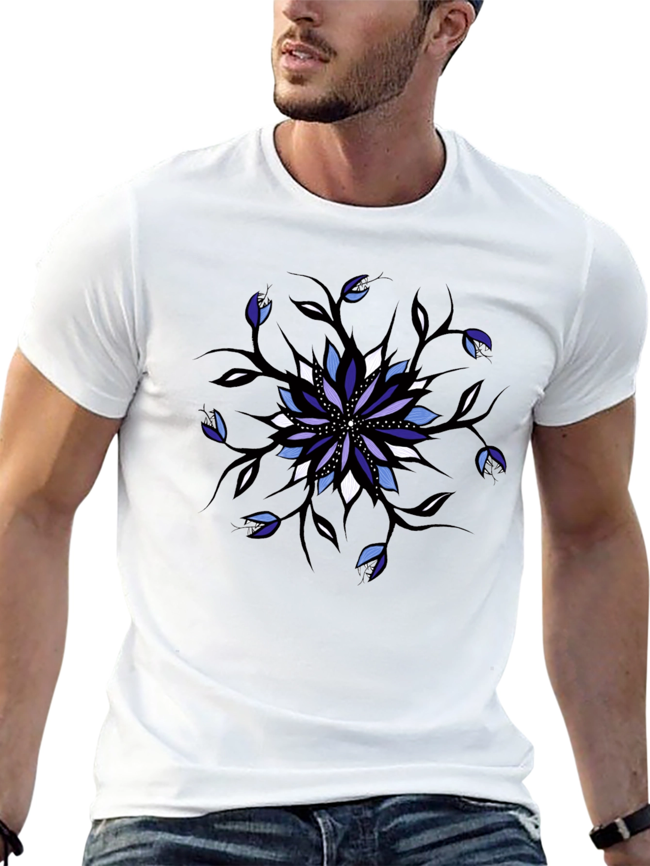 Abstract Floral Graphic Print Tee